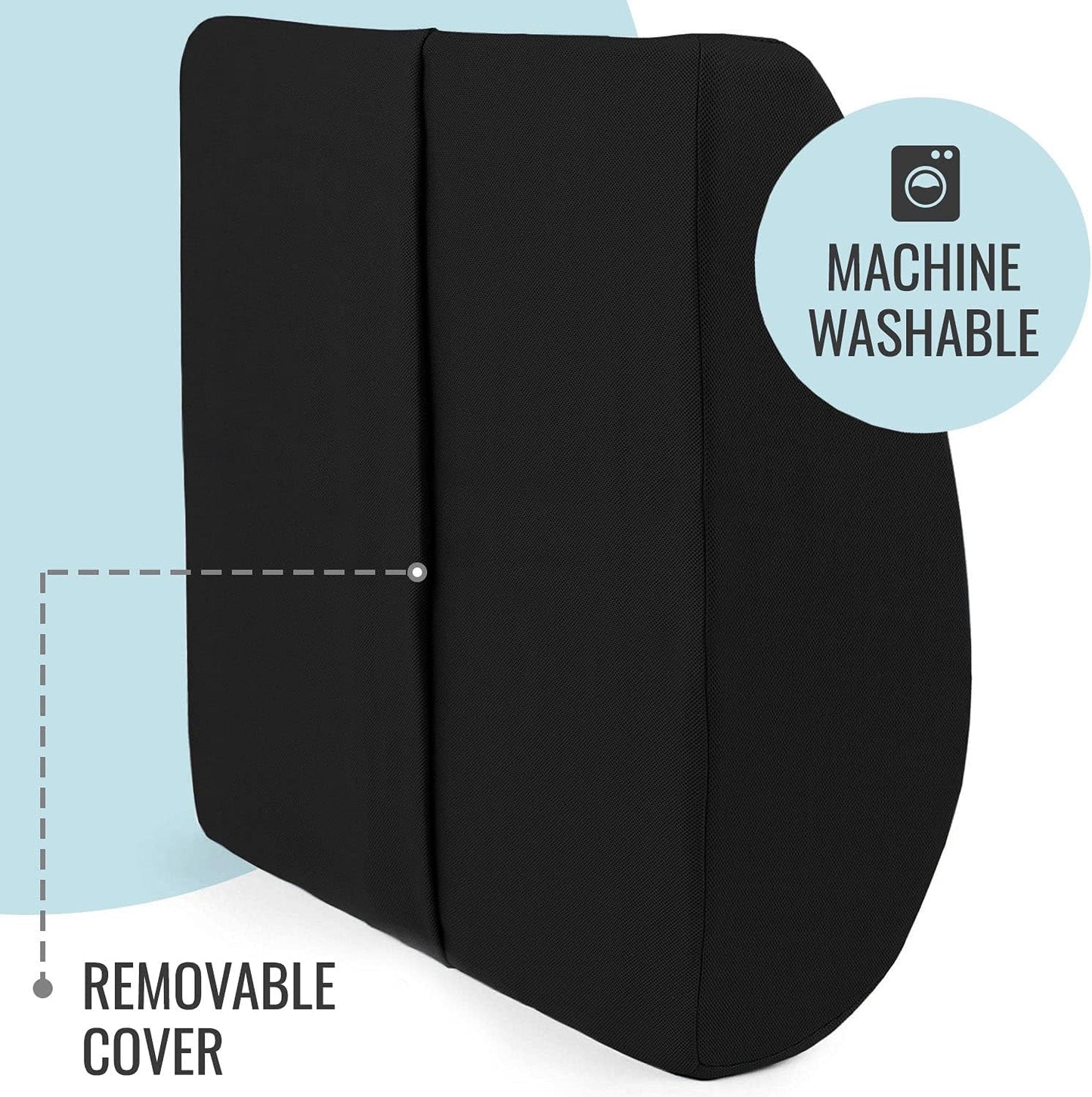 DMI Lumbar Support Pillow for Chair to Assist with Back Support with Removable Washable Cover to Ease Lower Back Pain while Improving Posture, 14 x 13 x 5, Contoured Foam, Standard, Black