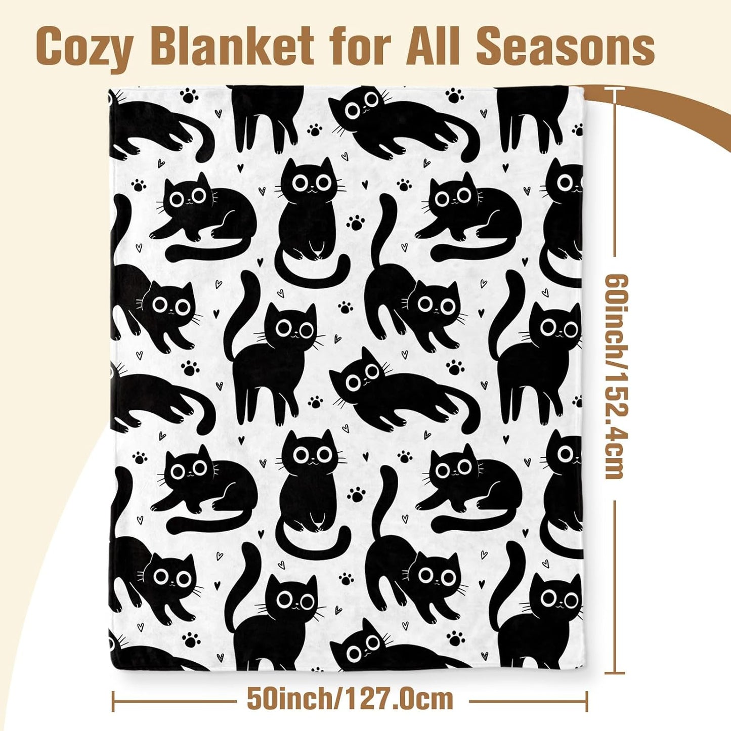 Aimego Black Cats Gifts Blanket for Cat Lovers Cute Pet Cats Throw Blanket for Girls Women Lucky Animal for Boys Men Friend Sofa Bed Chair Living Room(50x60 Inch)