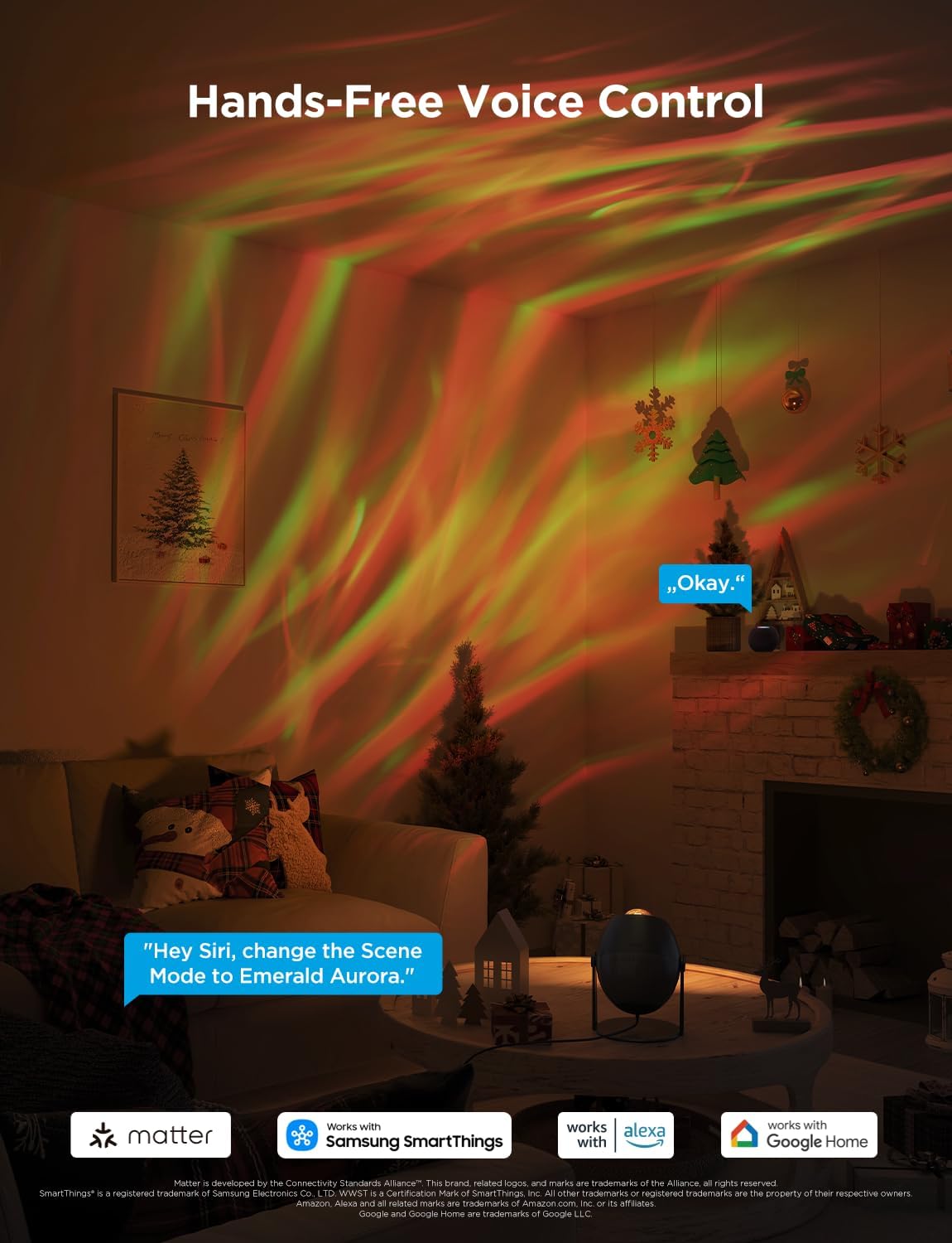 Govee Star Light Projector with 3 Aurora Flowing Effects, Works with Matter, Alexa and Google Assistant, 52 Scene Modes, 18 White Noise Options, LED Night Light Projector for Bedroom, Without Plug