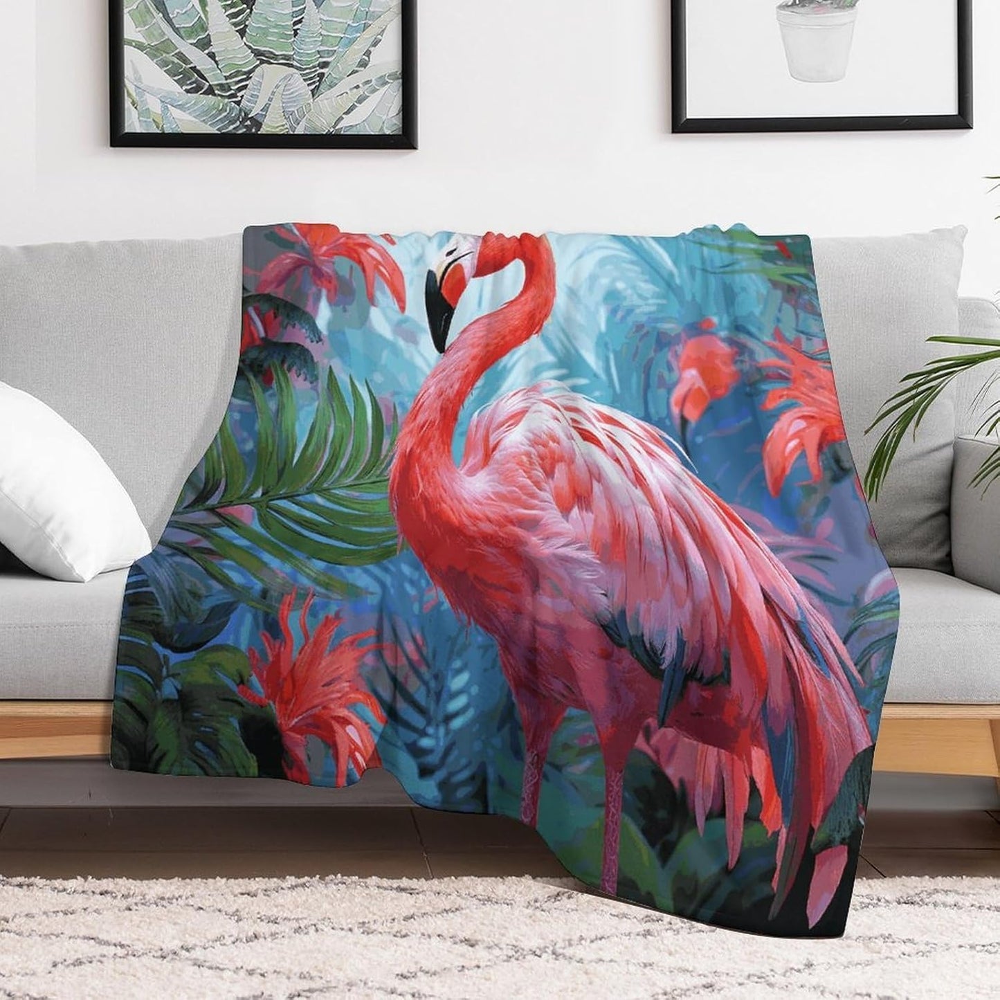 Painted Flamingo Blanket Super Soft Lightweight Throw Blanket Cute Cozy Warm Bed Blanket Decorative Fuzzy Blanket All-Season Home Decor Gift for Sofa Couch Living Room 30"*40"（76 * 100cm）