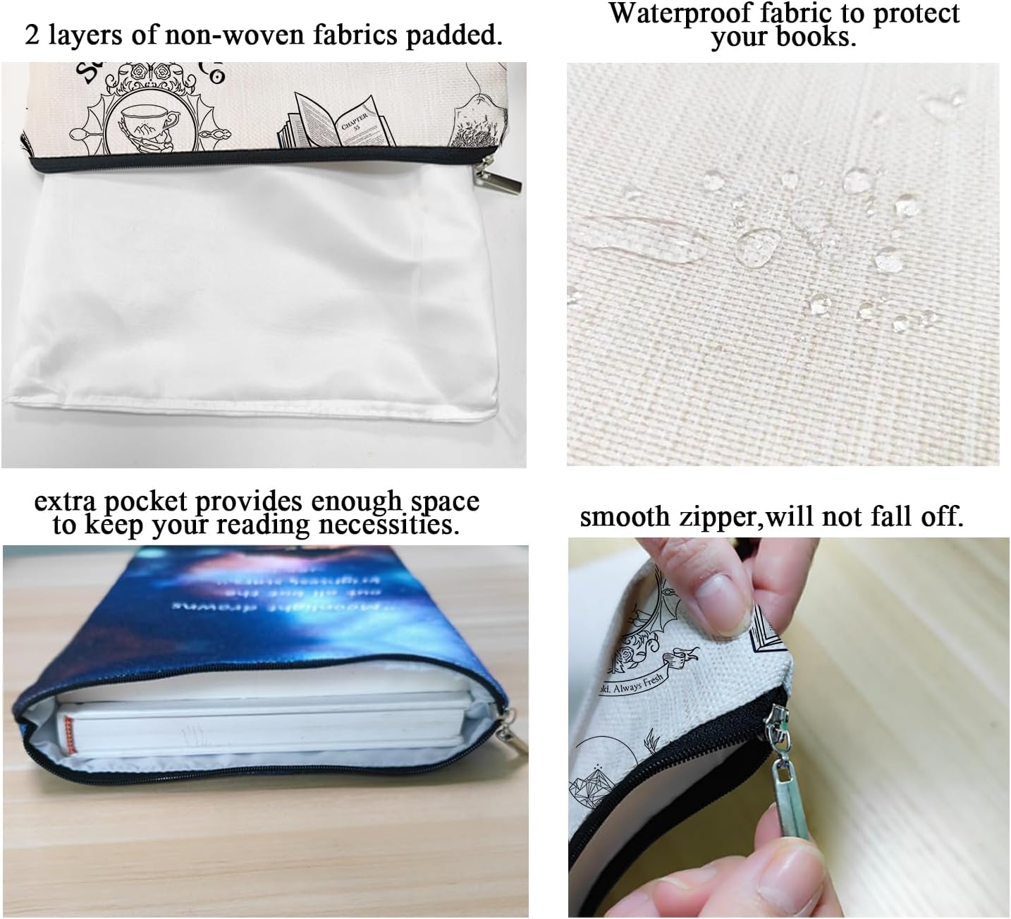 Fantasy Novel Inspired Book Sleeve, Book Sleeve for Book Lovers Book Inspired Gift, Book Sleeves Gift, Book Protector with Zipper Bag