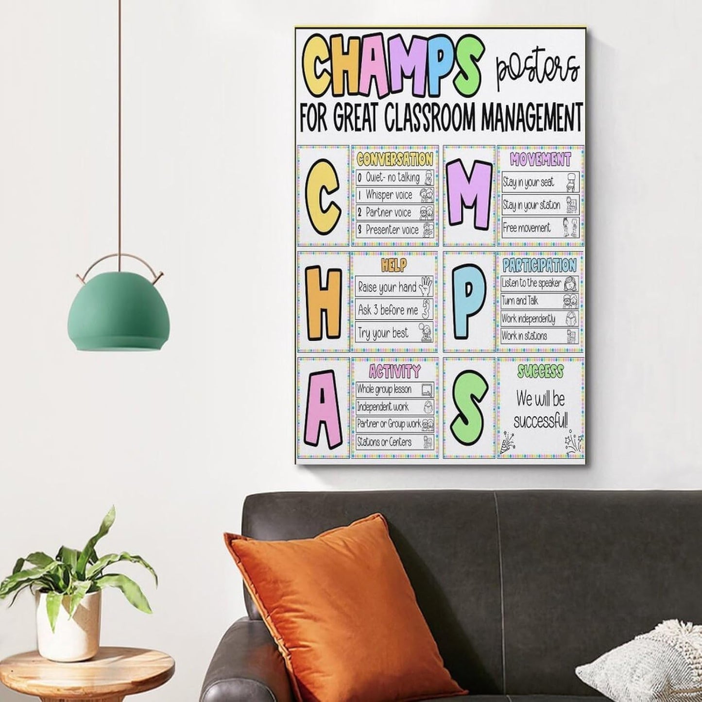Ouyniei CHAMPS Posters Classroom Management Back to School Canvas Painting Posters Poster Wall Art Canvas Aesthetic 16x24inch(40x60cm) Unframe-style