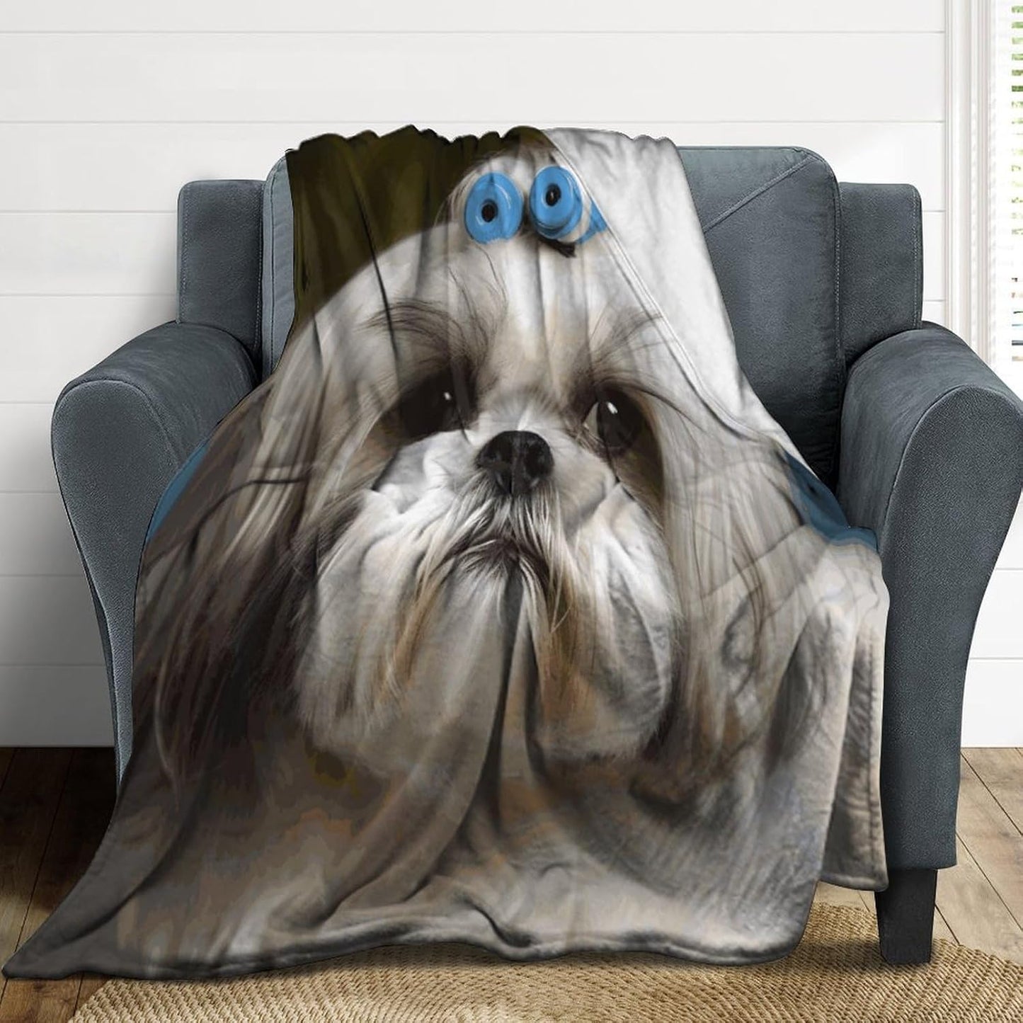 Shih Tzu Dog Blanket Super Soft Lightweight Throw Blanket Cute Cozy Warm Bed Blanket Decorative Fuzzy Blanket All-Season Home Decor Gift for Sofa Couch Living Room 60"*80"（150 * 200cm）