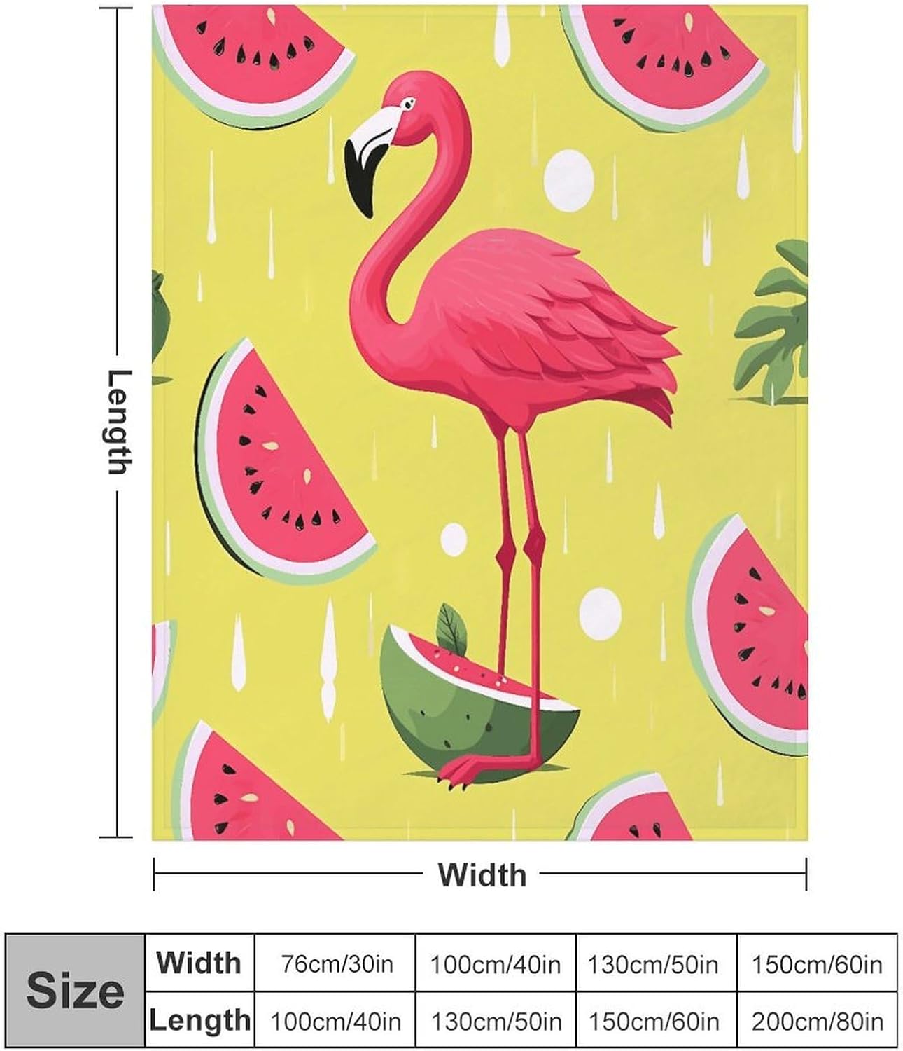Pink Flamingo And Watermelon Blanket Super Soft Lightweight Throw Blanket Cute Cozy Warm Bed Blanket Decorative Fuzzy Blanket All-Season Home Decor Gift for Sofa Couch Living Room 40"*50" （100*130cm）