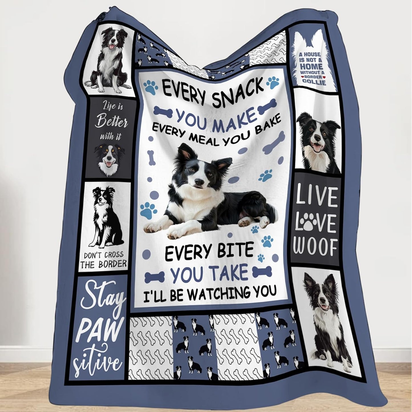 Border Collie Blanket, Dog Throw Blanket, Border Collie Gifts, Pet Dog Stuff Fleece Flannel Plush for Women Men Boys Girls Lover Adults Soft Bedding for Sofa Bed Office Home Decor 40"X50"