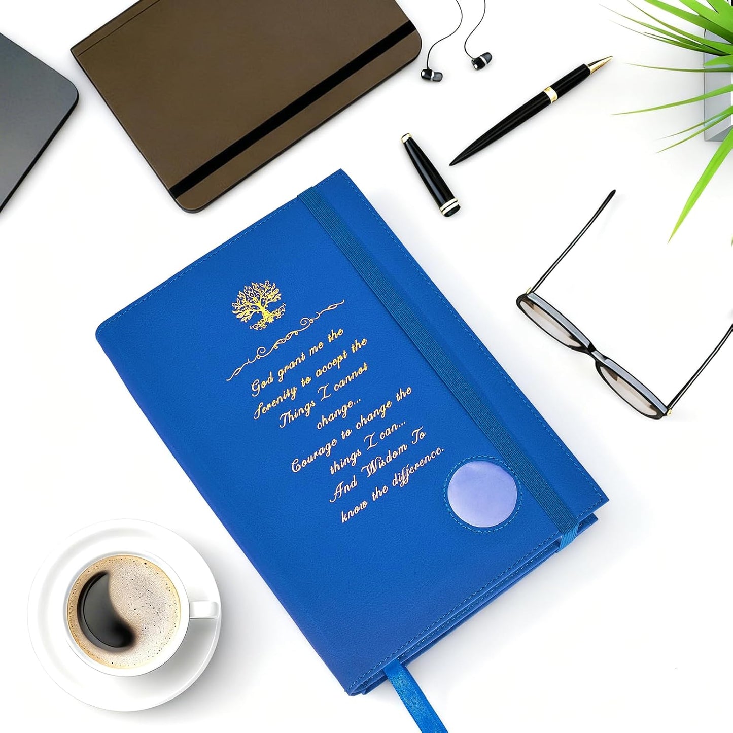 Premium Double AA Big Book Cover,PU Leather Book Cover with Coin Holder,Perfect for AA Big Book and 12 Steps & 12 Traditions