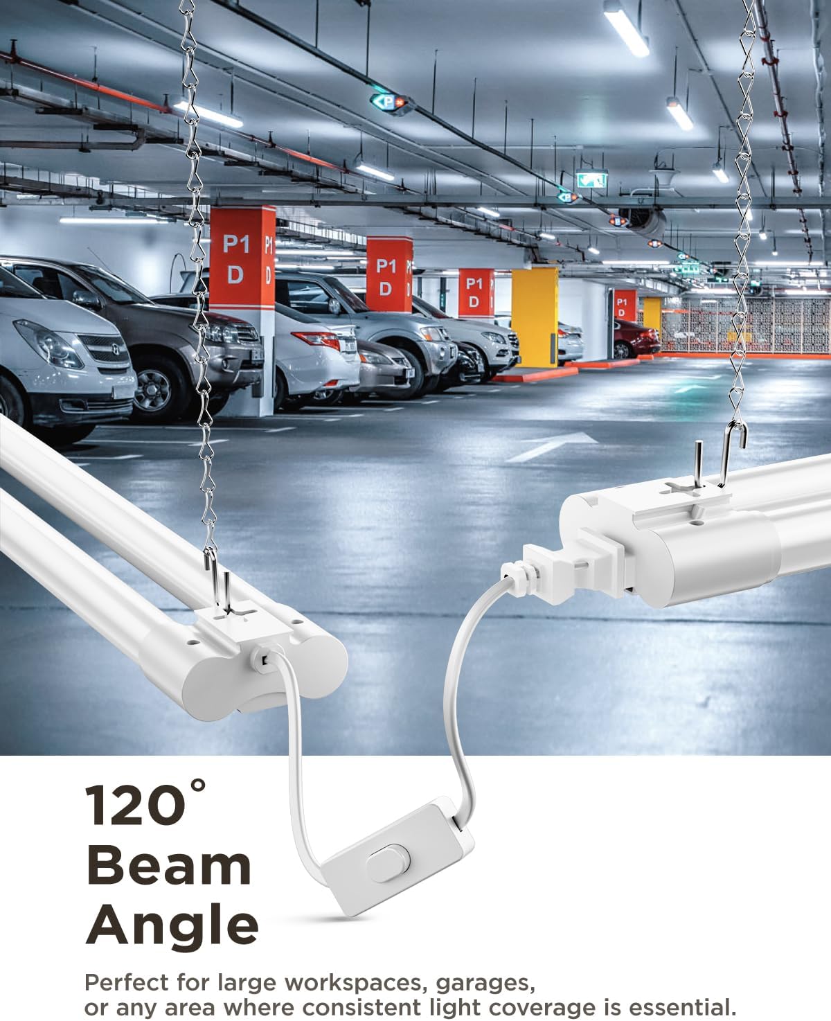 Sunco 10 Pack LED Shop Lights for Workshop 4FT, Linkable Garage Lighting, 4500 LM, 40W (150W Equivalent), 5000K Daylight, Surface + Suspension Mount, 48 Inch Integrated Fixture, White