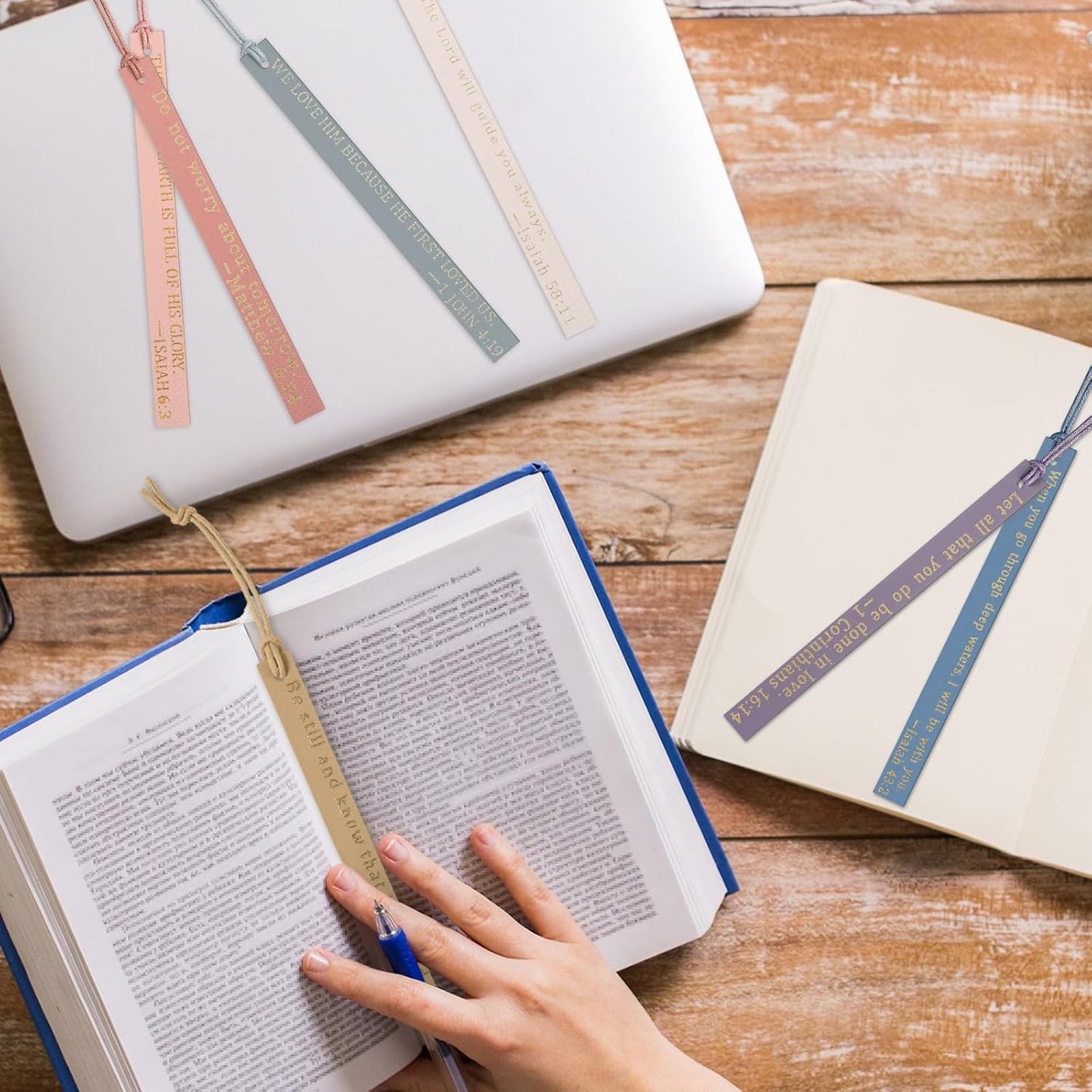 Skyygemm 10 Pcs Christian Bookmarks Christian Gifts for Women Leather Religious Bookmarks Handmade Bible Book Lovers Readers Female Church Book Club(Pastel)