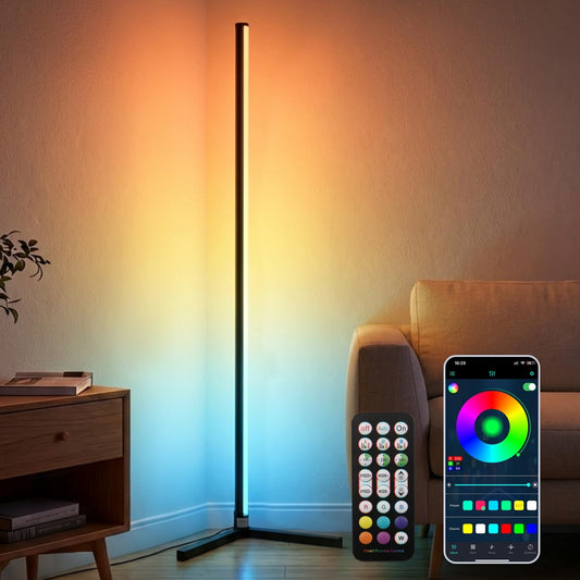 RGB Floor Lamp LED Corner Floor lamp smart Floor lamp with Music Sync Lighting, App & Remote Control, 16 Million Colors Living Room & Gaming Room (1 Pack)