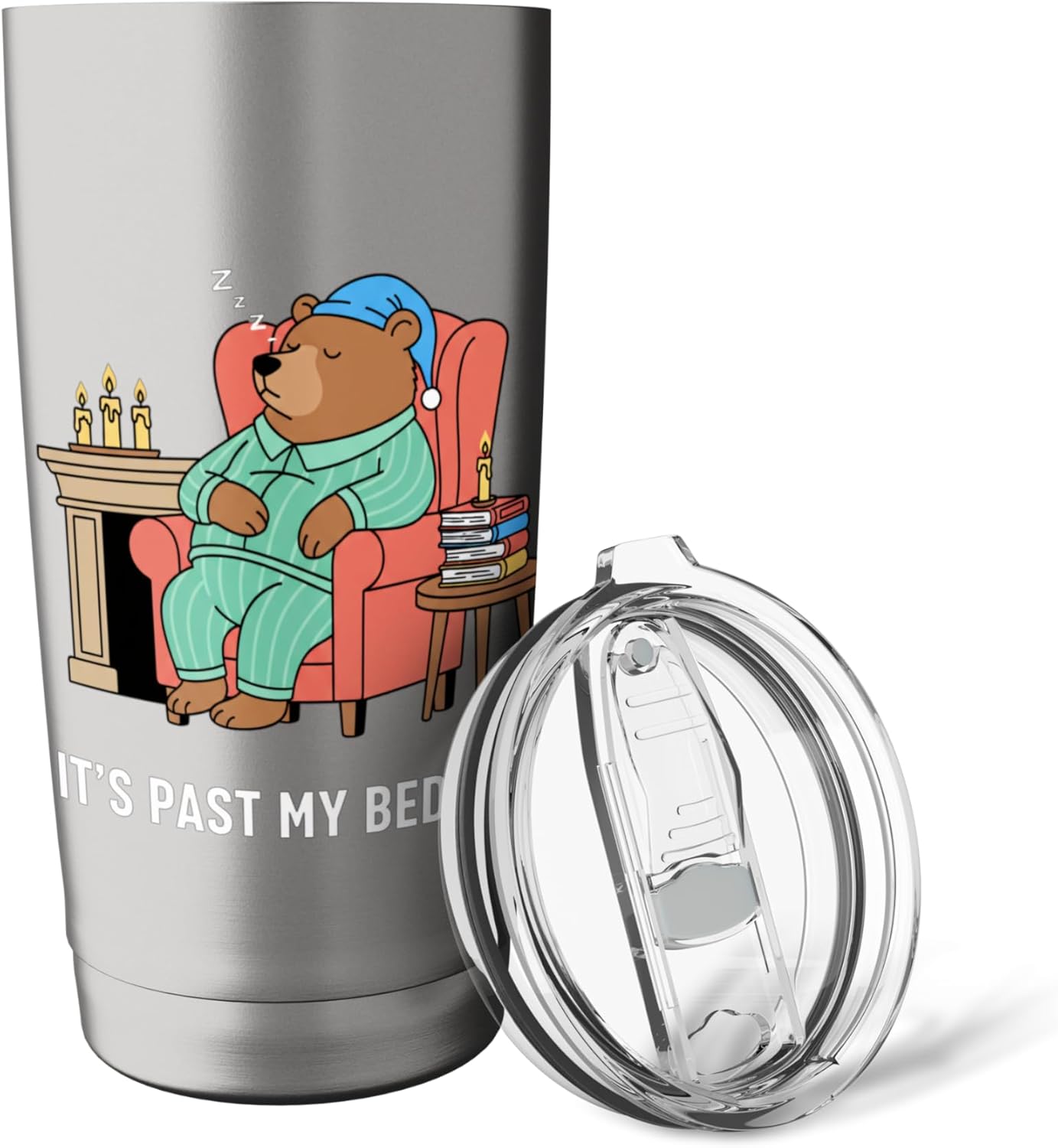 It's Past My Bedtime Bear Kids Woodland Animal Funny Pajama Stainless Steel Insulated Tumbler
