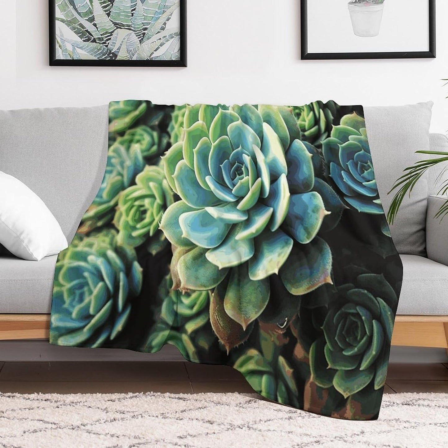 Succulent Plants Blanket Super Soft Lightweight Throw Blanket Cute Cozy Warm Bed Blanket Decorative Fuzzy Blanket All-Season Home Decor Gift for Sofa Couch Living Room 50"*60"（130 * 150cm）