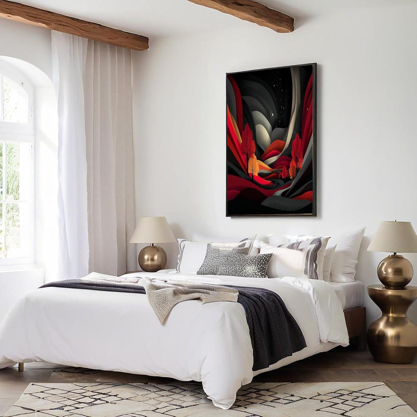 GDJSMIN Abstract Art Style Wall Art, Geometric Wave Pattern Poster for Reading Room Living Room Decor 12x 16 inch Unframed