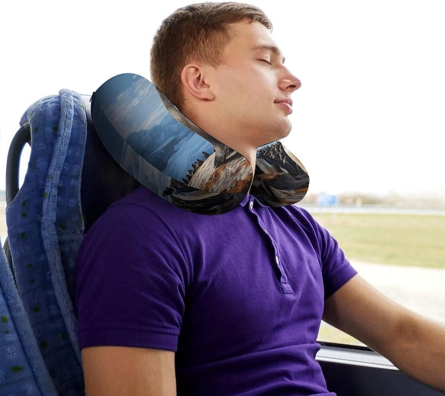 Penguin Print Neck Pillow Memory Foam U Shaped Pillows Portable Pillows for Shoulder Travel Head Support Pillow with Concealed Zipper for Airplane Car Home Office