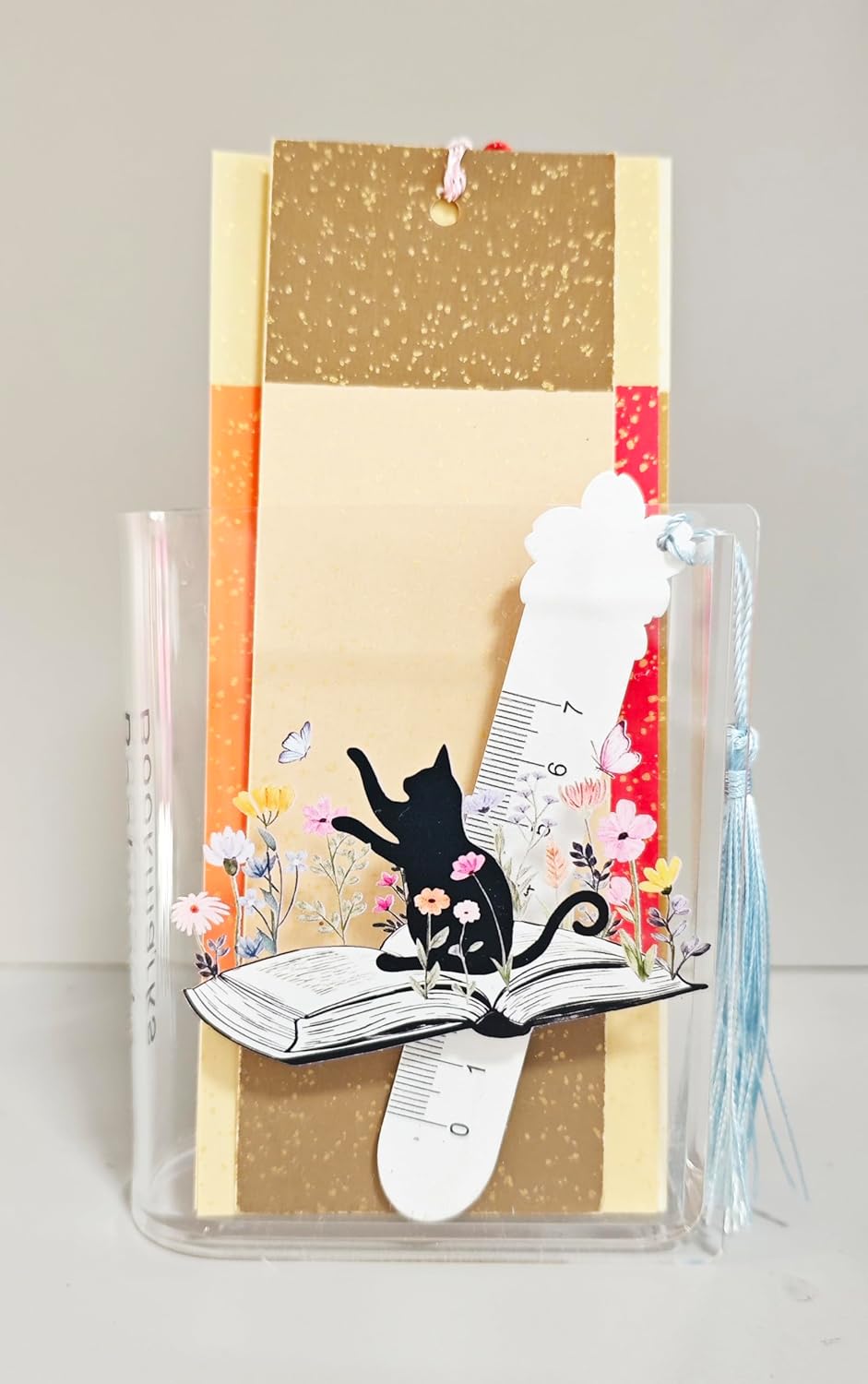 Book Shaped Bookmark Holder, Reading Accessories Gift for Book Lovers, Women, Librarians (cat)