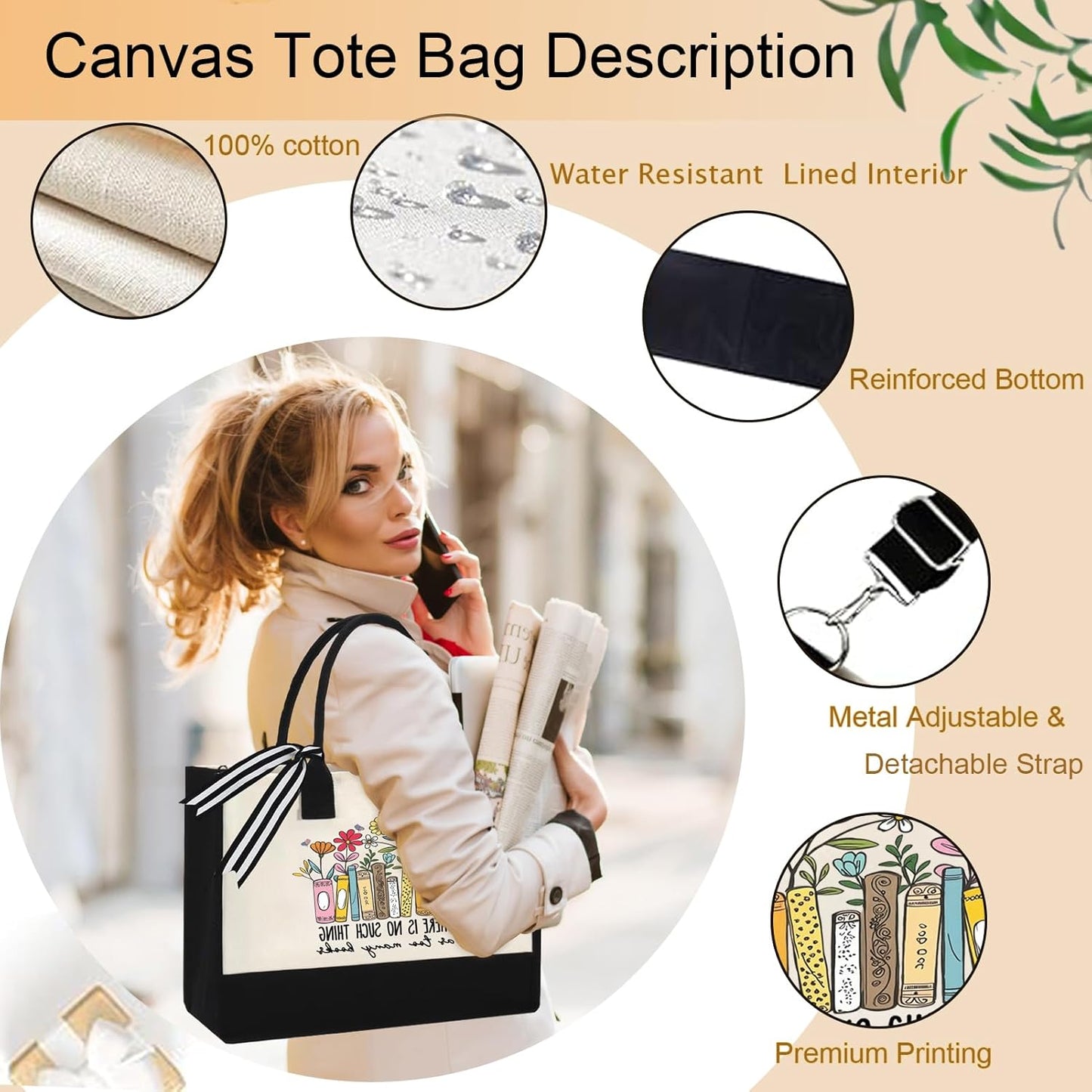 Canvas Tote Bag Gifts for Book Lovers,Book Lovers Gifts - Birthdays Tote Bag for Book Lovers, Librarians, and Readers - Perfect for Bookish Gifts