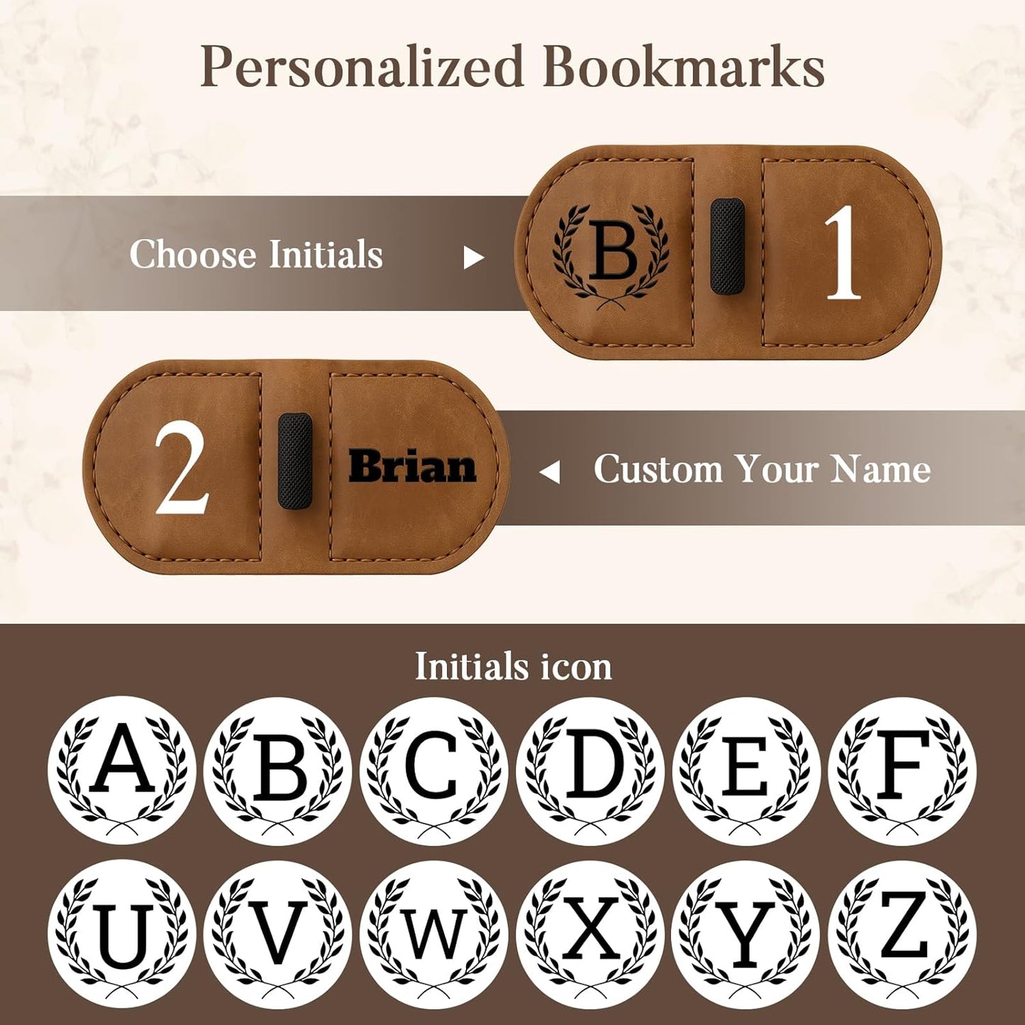 Personalized Bygone Mark Bookmark with Pen Holder,Engraving Leather Magnetic Bookmarks Vintage 26 Letters Name Initials Text Book Marker Clips Gifts for Reading Book Lovers Women (Blue, A)
