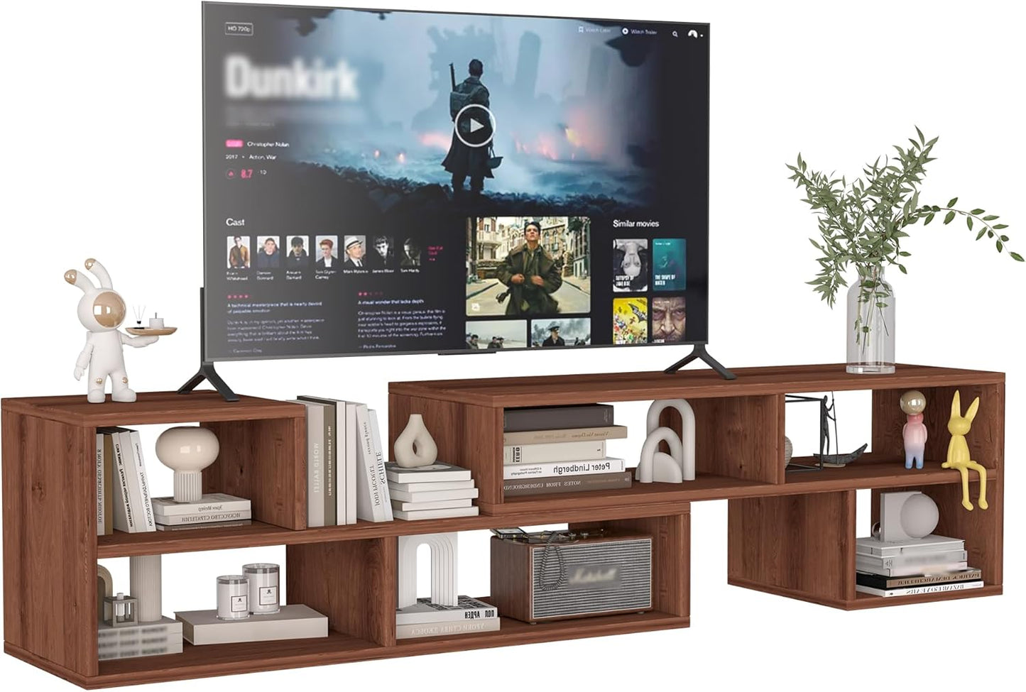 2-Piece Bookshelf TV Stand, L-Shaped Entertainment Center for 45–70" TVs, Cube TV Stand, Media Console Table with Storage Cubes, Open Storage Bookcase for Living Room, Bedroom, Home Office