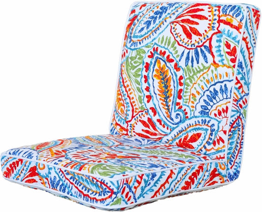 JMGBird Floor Chair with Back Support - Adjustable 5-Position Gaming Chair, Waterproof Paisley Pattern, Indoor Outdoor Meditation Cushion