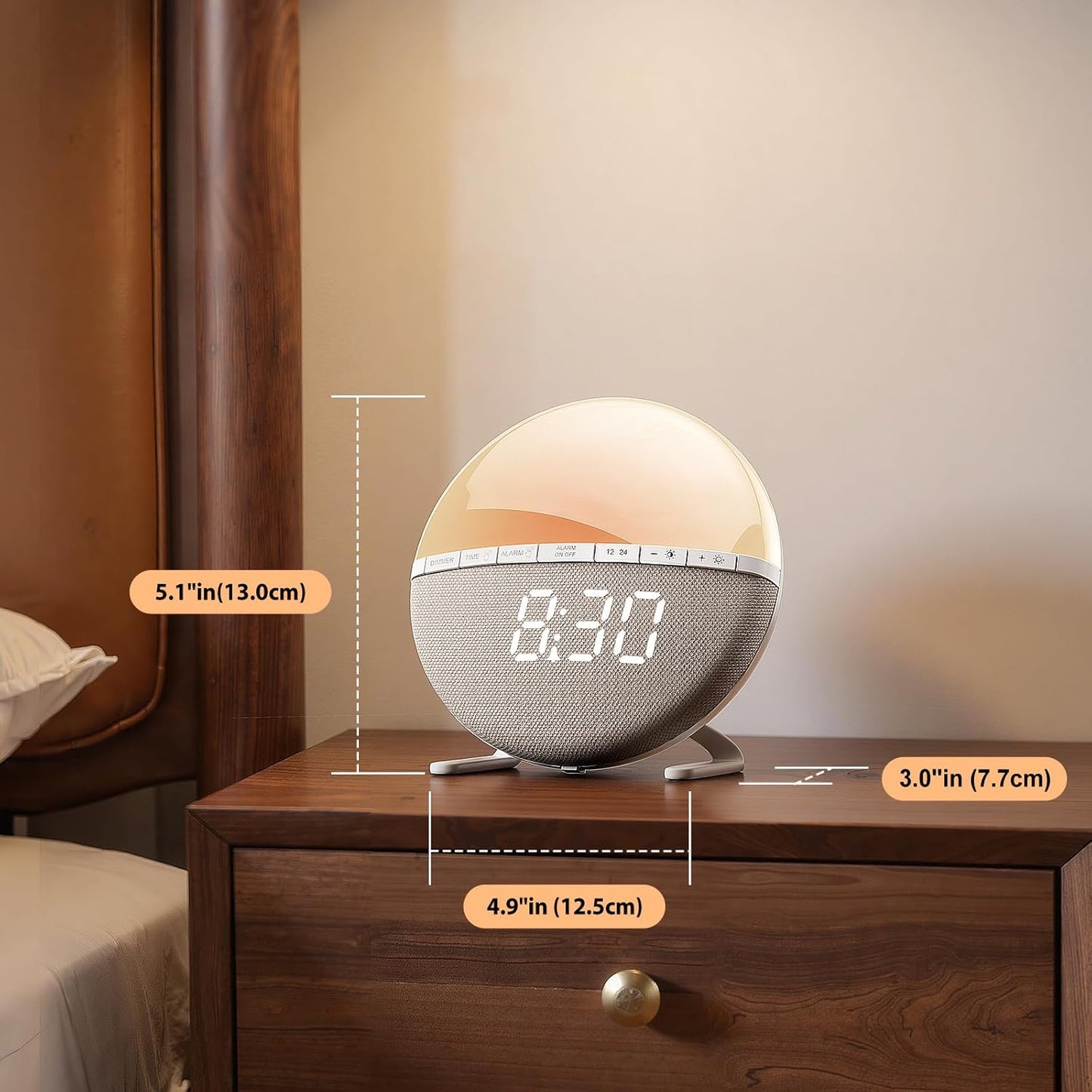 Sunrise Alarm Clock for Bedrooms – Gentle Wake Up Light with Soothing Night Light & Ambient Sounds, Alarm Clock for Heavy Sleepers, Shift Workers, Kids & Adult, Relaxing Bedside Lamp Gift