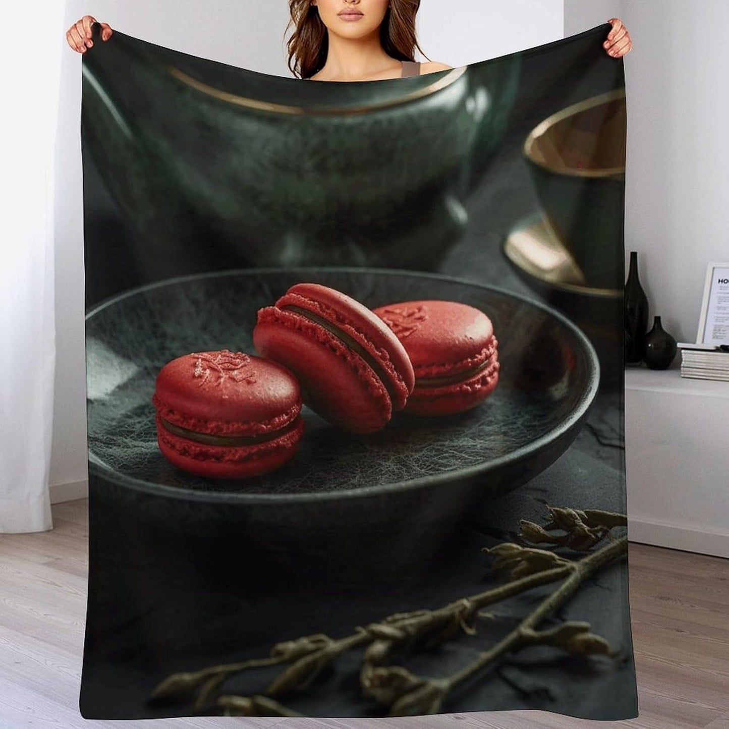 Macaroons on The Plate Throw Blanket for Couch Super Soft Warm Lightweight Throw Blankets Cozy Flannel Bed Blanket Cute Decorative Blankets for All Seasons Home Decor Gift 30"*40"（76 * 100cm）