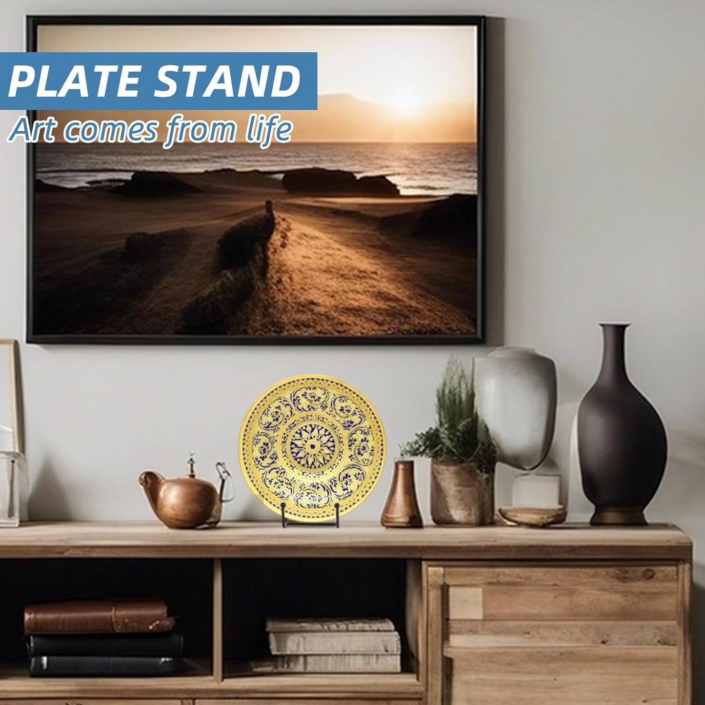 DAJAVE 20 Pack 6 Inch Plate Stands for Display, Metal Picture Stand Frame Holder, Black Plate Holder for Displaying Picture, Book, Decorative Dish, Tabletop Art