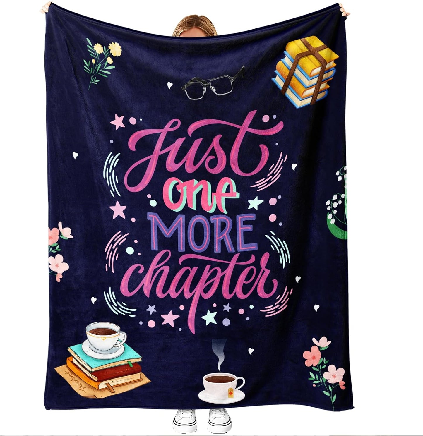 Book Lovers Reading Blanket Gift, Cozy Bookish Quote Throw for Readers, Literary Decor for Couch and Bed, Women and Teens, Birthday Christmas Mother’s Day Valentine’s, 50'' x 60''