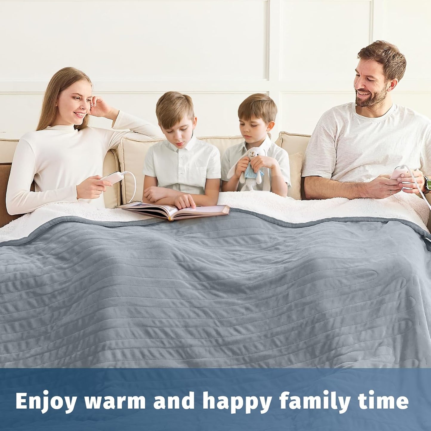 Heated Electric Blanket Queen Size - 84" x 90" Heating Blanket with Dual Control, 10 Heating Levels & 8 Hours Auto Off, Soft Warm Flannel Blanket, Christmas Birthday Gifts for Senior Grandma