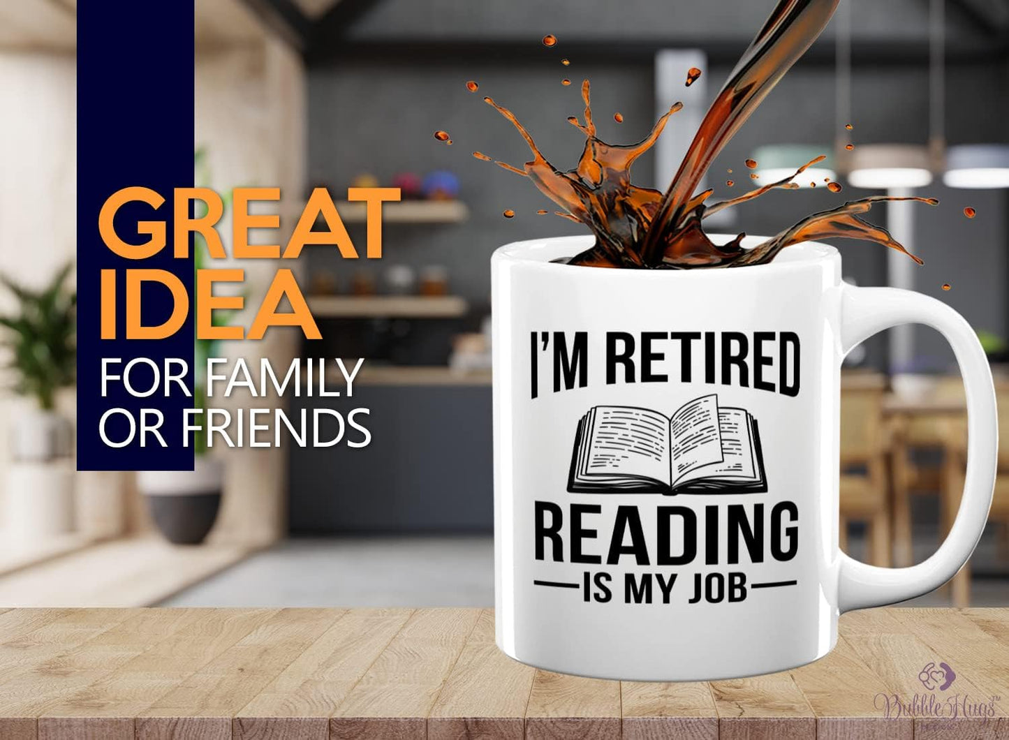 Retired Coffee Mug 11oz White -I'm Retired Reading Is My Job - Funny Hobby For Dad Grandpa Uncle Mom Aunt Librarian Book Lover Reader Author Journalist Writer