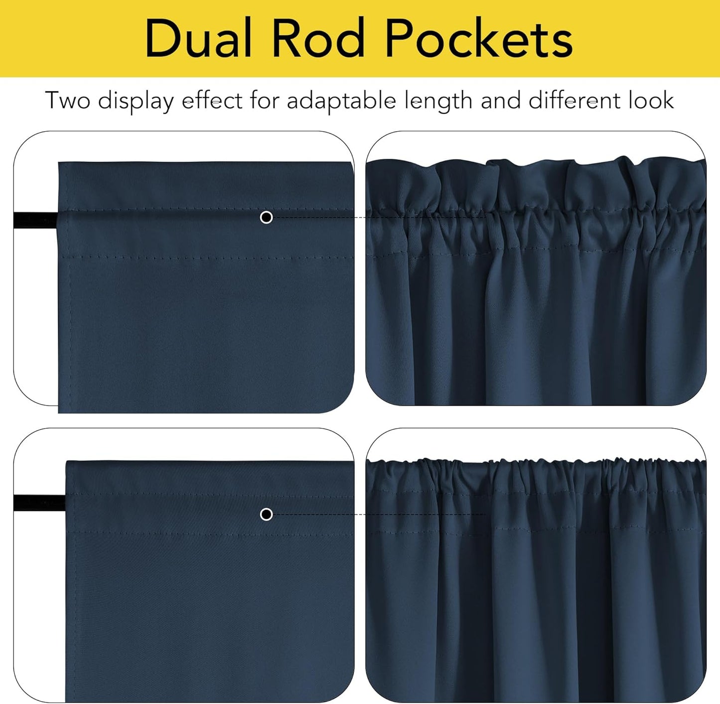 NICETOWN 100% Blackout Door Curtain Thermal Insulated Privacy Curtain for French Front Door with Adjustable Tieback, Room Darkening Window Covering for Kitchen, W30 x L72, 1 Panel, Navy