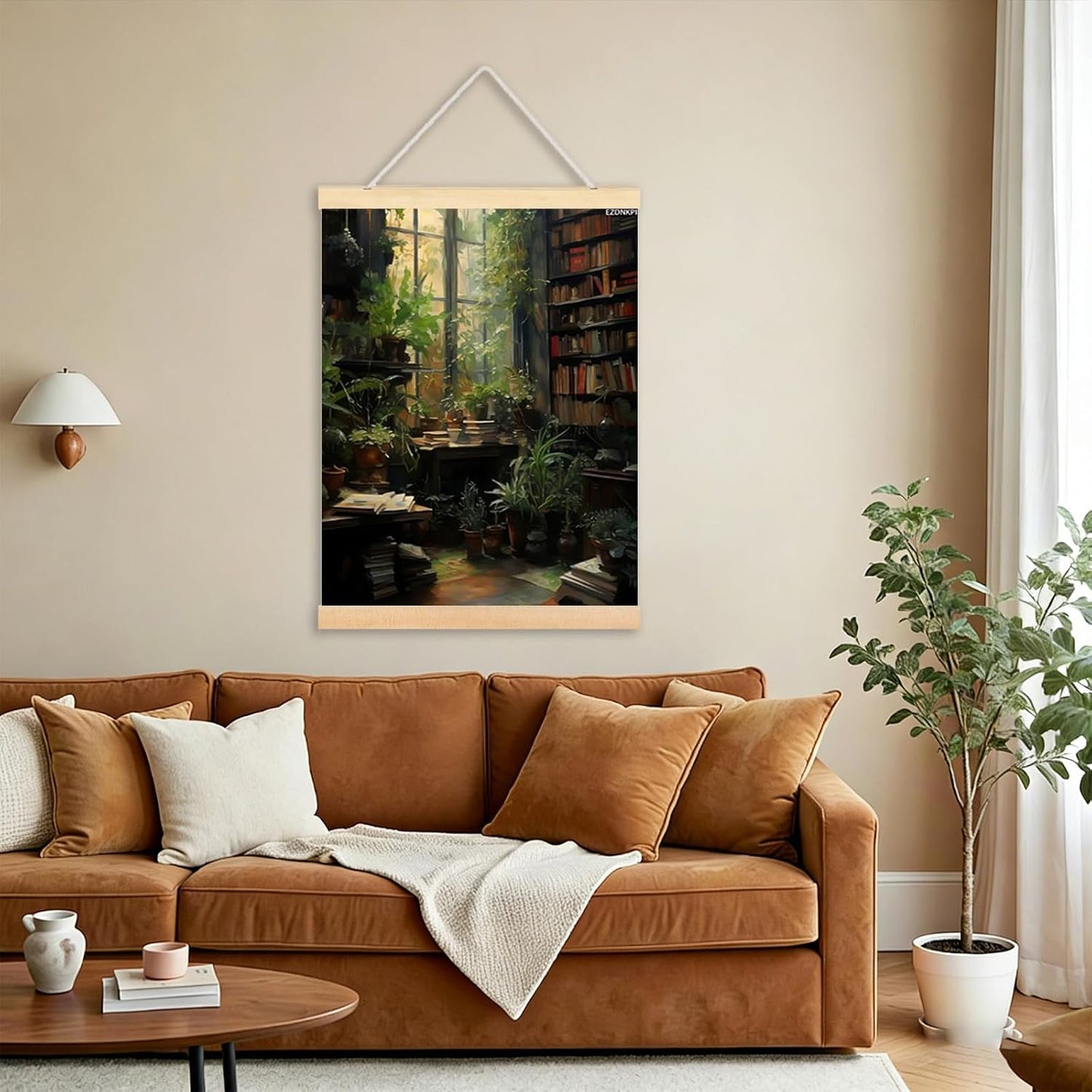 Retro Library Painting, Antique Reading Nook Wall Art, Gothic Posters for Bedroom Aesthetic, Dark Academia Wall Art Ready to Hang Framed 24x36 Inch