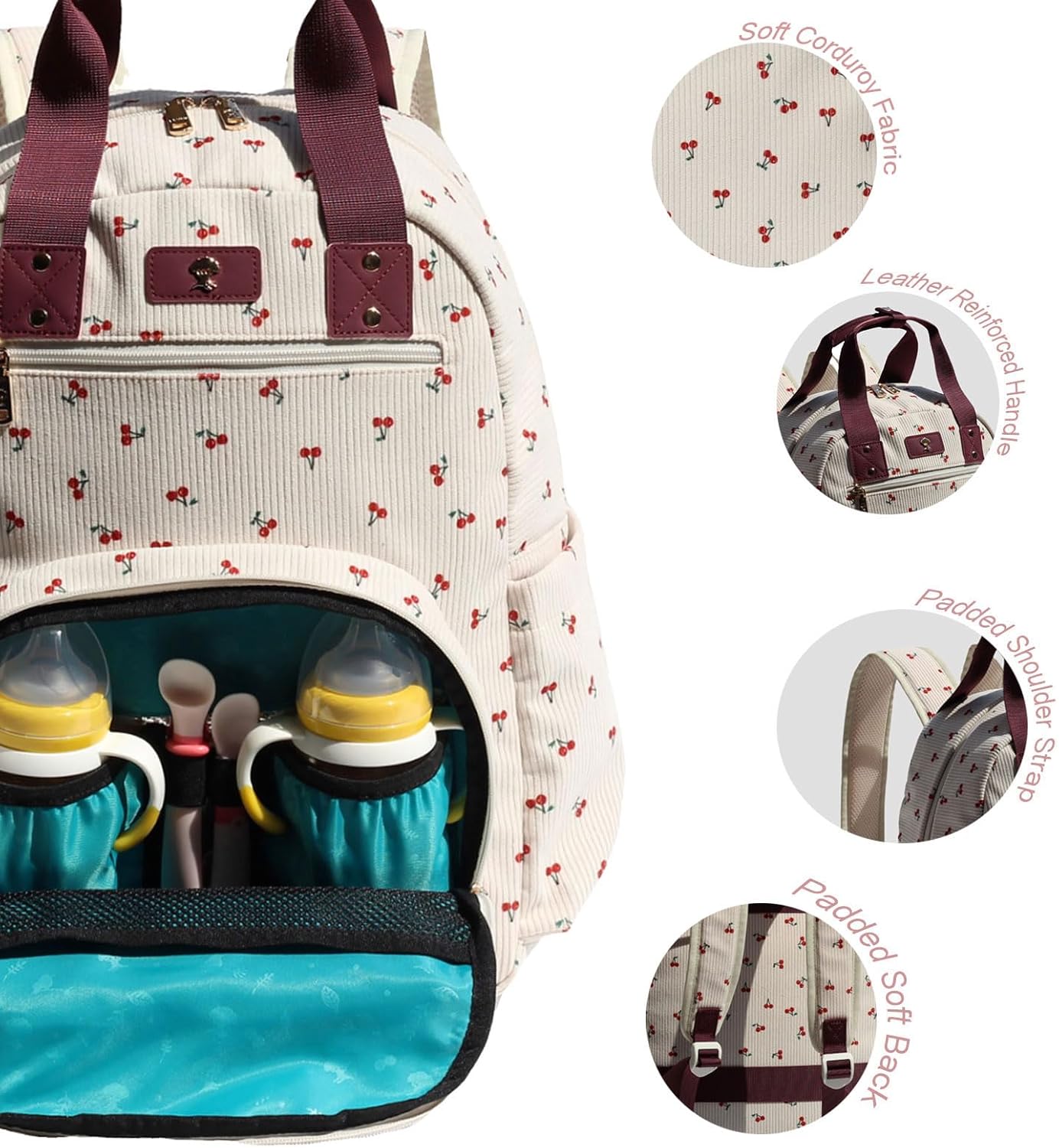 ESVAN Diaper Bag Backpack, Large Capacity Multifunction Baby Essentials Fashion Travel Pack Linen Canvas office Laptop Bag (Corduroy Hawthorn)