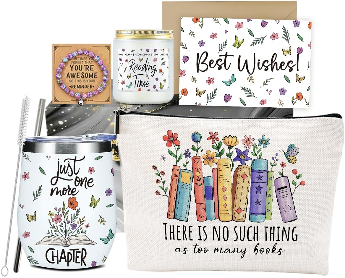 Book Lovers Gifts, Book Accessories, Bookish Gifts, Friendship Gift for Women Friends Reader Books Lovers Bookworms Librarian Teacher Christmas Appreciation Graduation Birthday Gift Basket Set