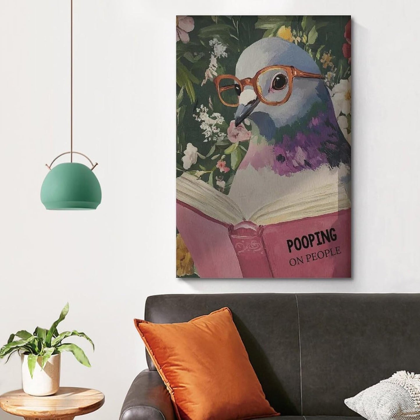 Humorous Pigeon Reading Bathroom Art Print Quirky Home Decor for Wall, Cheeky Animal Poster 12x18inch(30x45cm) Unframe-style-17