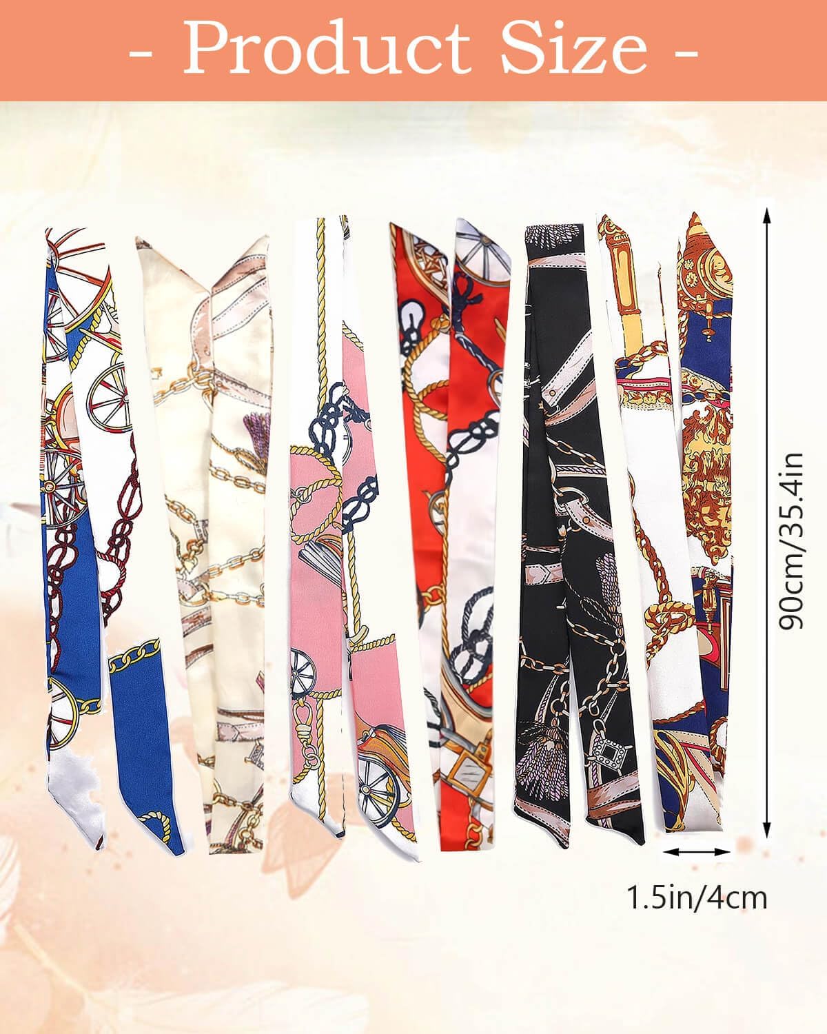6 Pack Scarf Bags for Women - Narrow Scarf Hair & Neck Scarves - Fashion Gifts