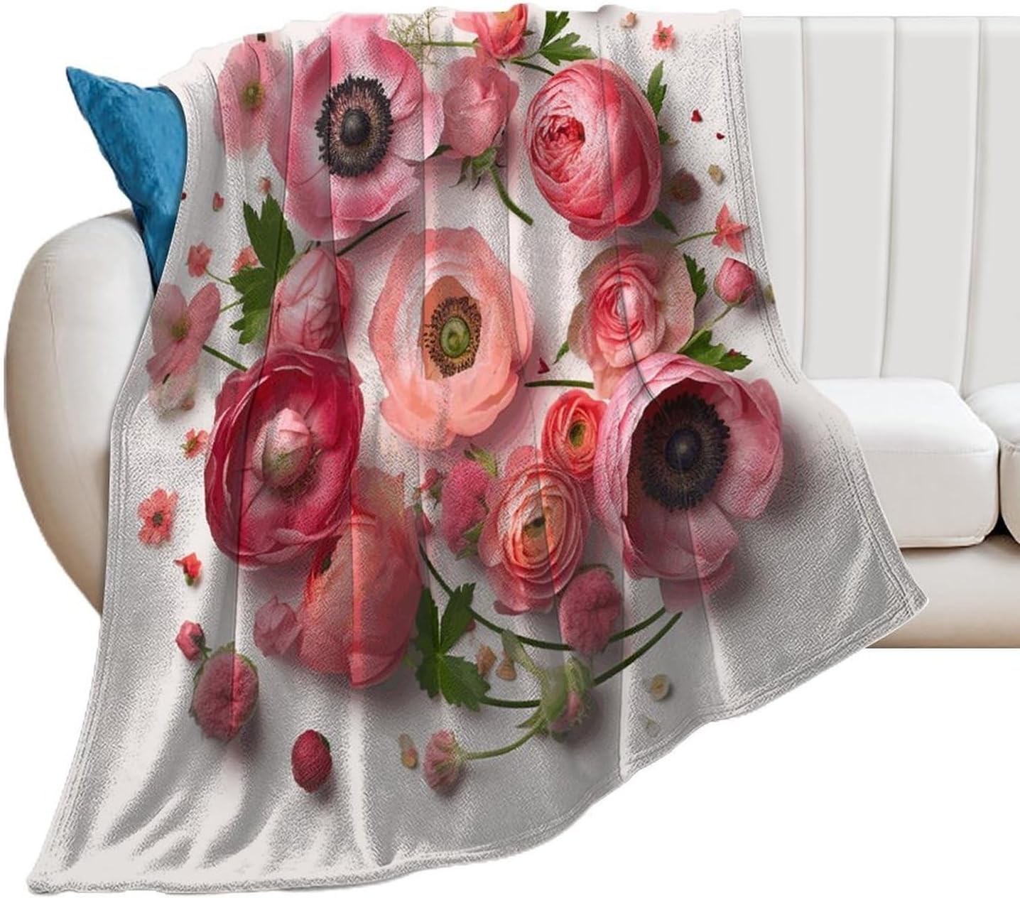 Flowers in A Circle Throw Blanket for Couch Super Soft Warm Lightweight Throw Blankets Cozy Flannel Bed Blanket Cute Decorative Blankets for All Seasons Home Decor Gift 30"*40"（76 * 100cm）