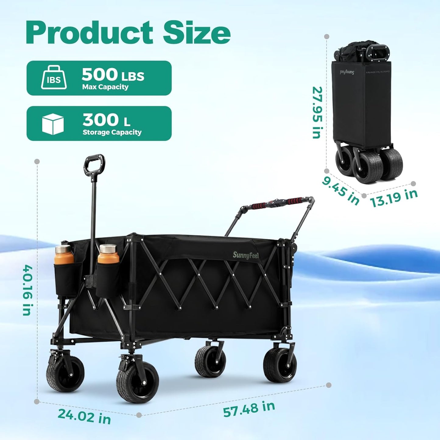 SUNNYFEEL 300L Push Wagon,Black
