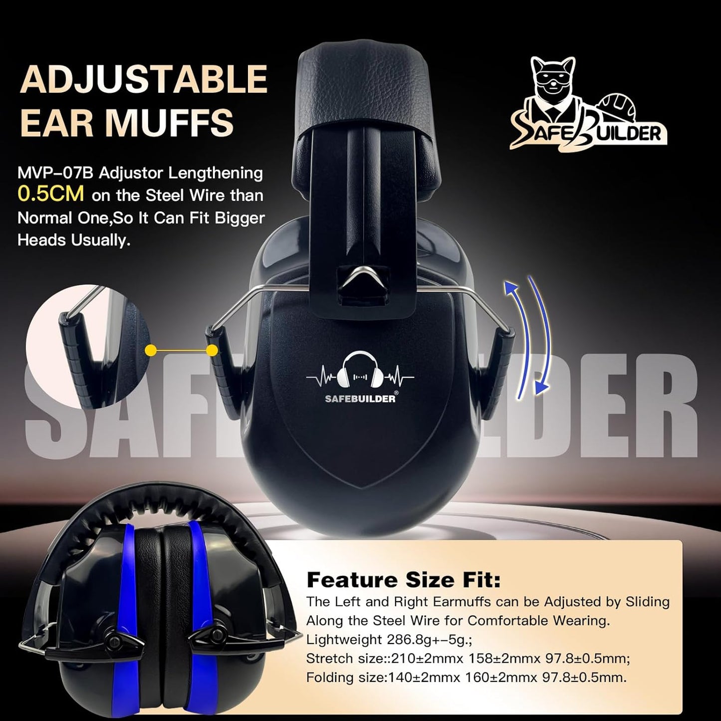 Ear Muffs Noise Reduction SNR 33dB Adjustable Lightweight Safety Earmuffs Sound Proof Noise Cancelling ANSI