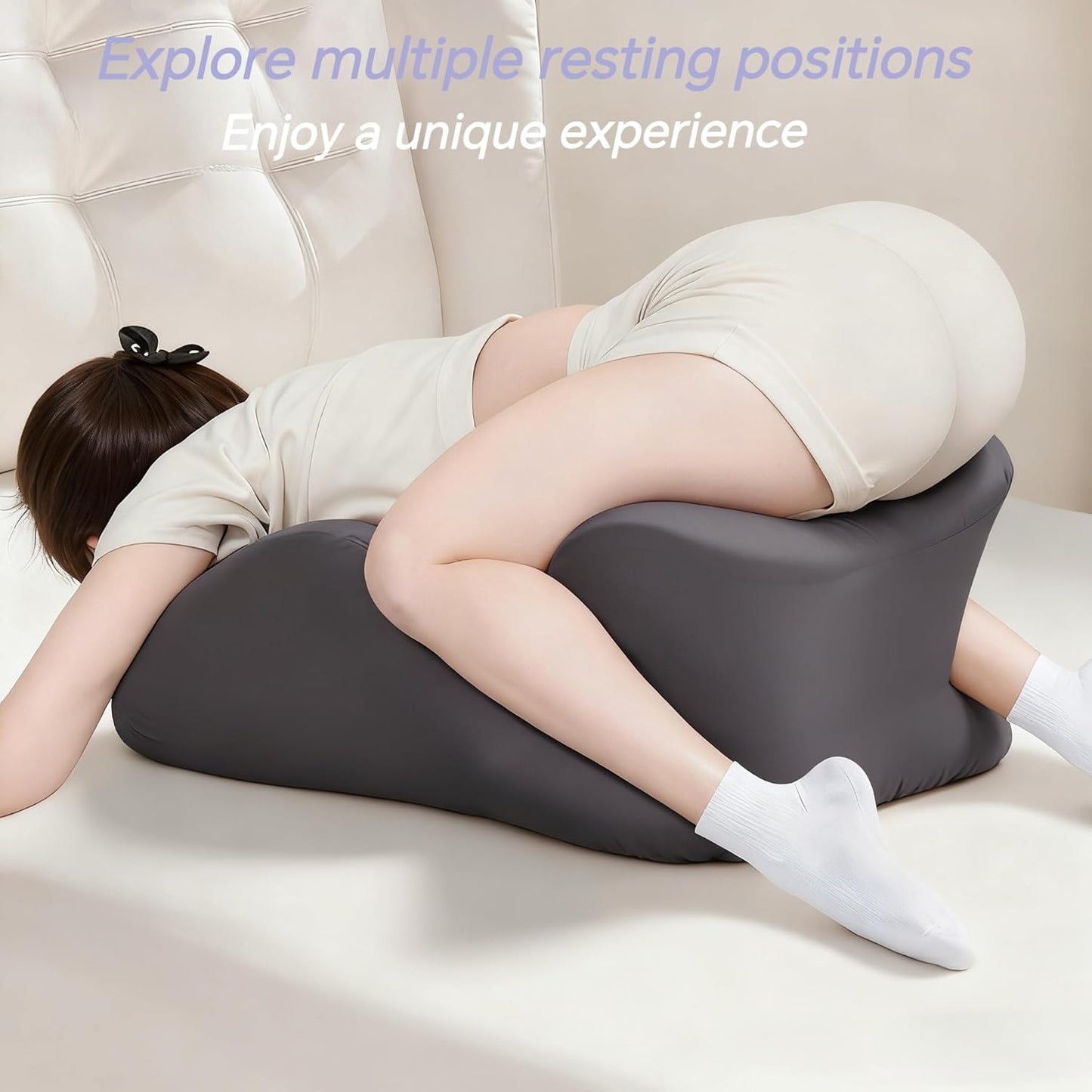 Memory Foam Wedge Pillow for Sleeping and Reading, Ergonomic Multi-Purpose Backrest, Face Down Prone Pillow, Superior Neck & Shoulder Support with Removable Cover (Dark Gray)