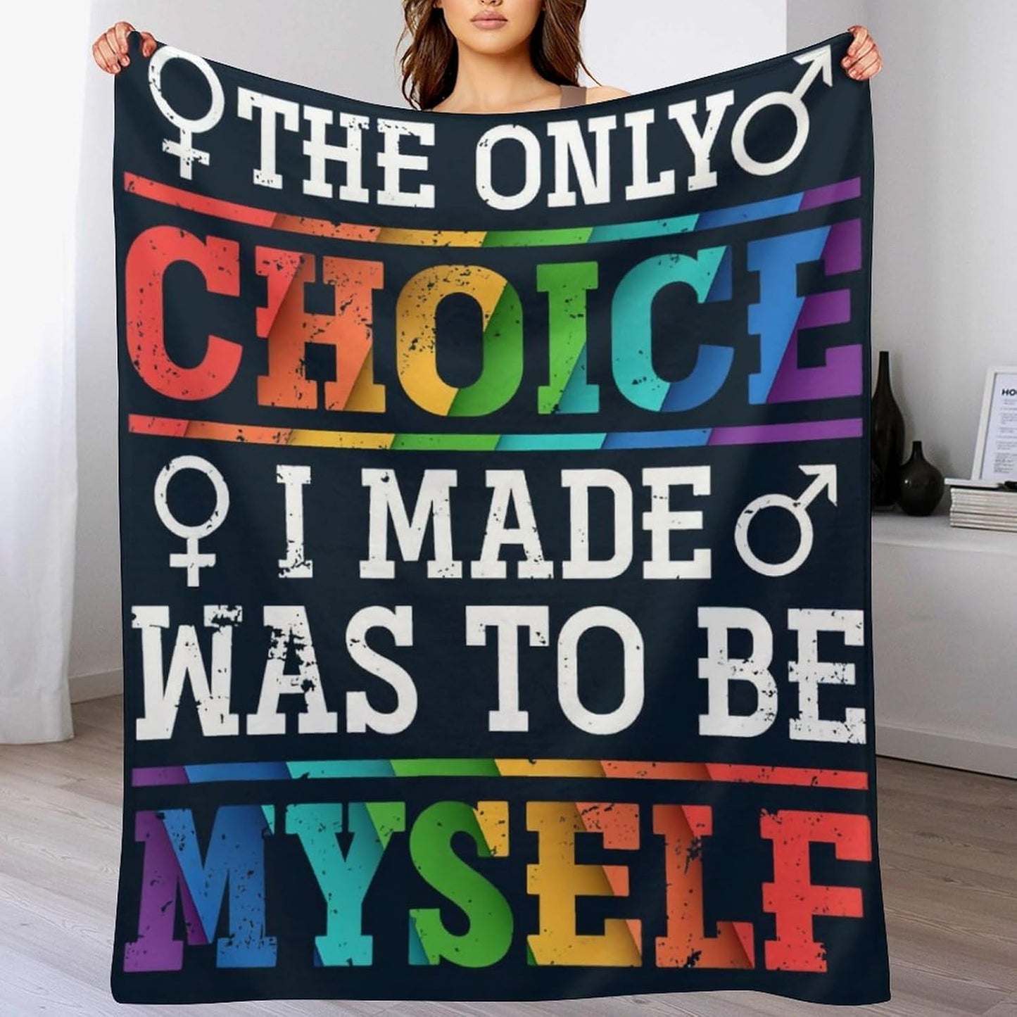 LGBT Blanket Gay Pride Throw Rainbow LGBT Colorful Flannel Soft Warm Enlarged Blankets 50”x40” Thickened Fuzzy Plush for Men Women Gay Pride Plush Throw Blanket Gift for Bed Sofa Multiple Sizes