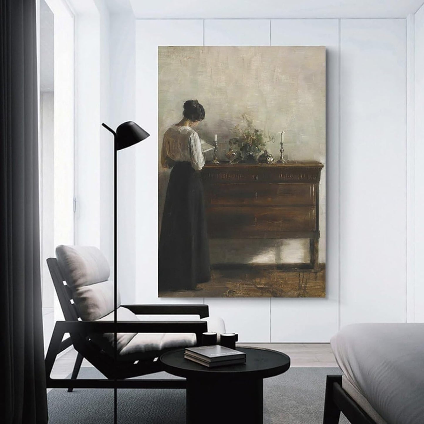 Vintage Danish Canvas Wall Art Famous Artwork Woman Reading Portrait Oil Painting Dark Academia Aesthetic Print 19th Century Antique Poster Retro Gallery Bedroom Decorstyle 12x18inch(30x45cm)