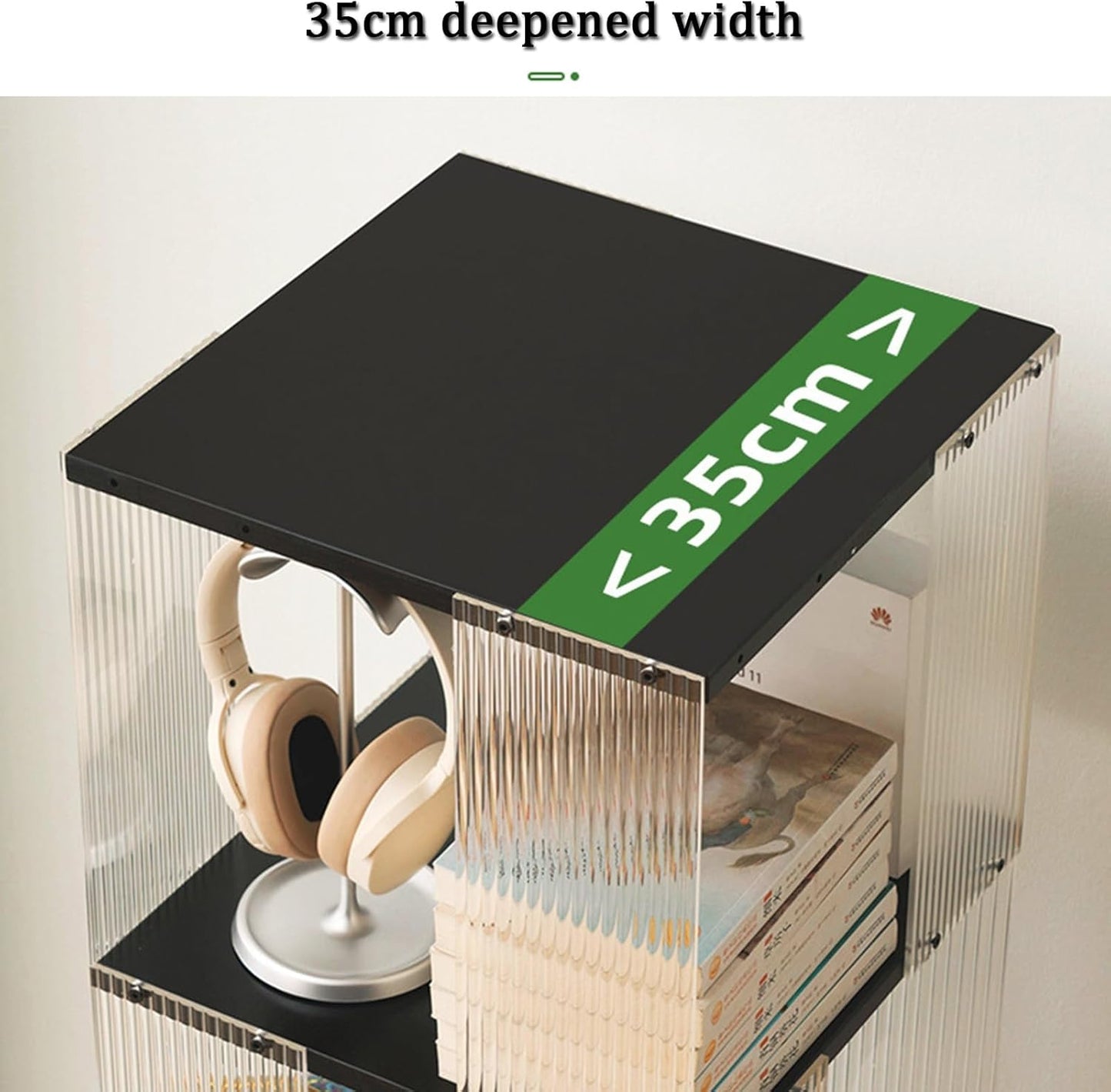 YVYKFZD Rotating Bookshelf, 5/6 Tier Revolving Bookcase, Acrylic 360° Display Storage Rack, Narrow Corner Book Shelf Organizer with Wheels, for Small Space, Study(Brown,6 Tier 13.7x13.7x73.6)