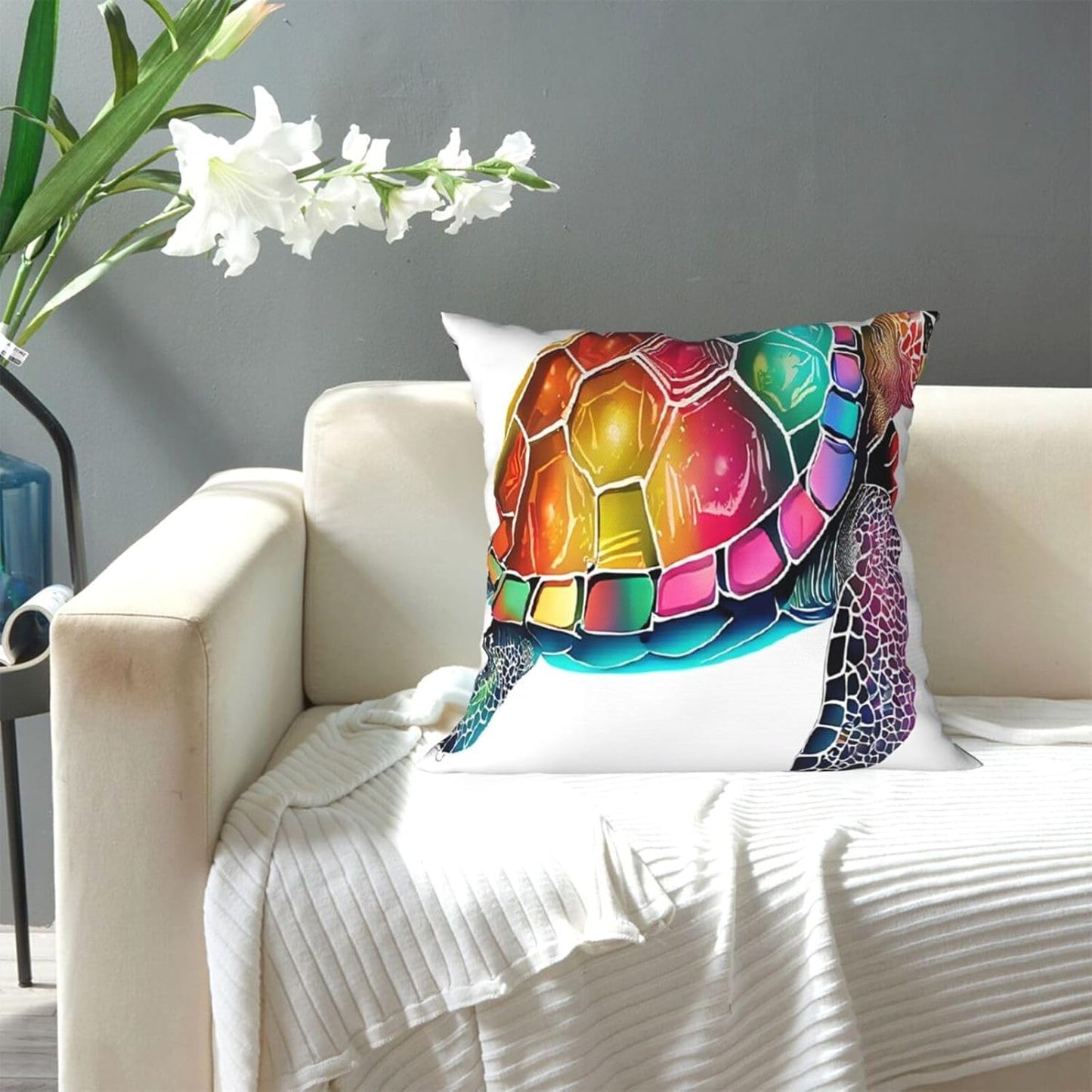 All-Season Square Pillow Covers 18"X18", Sea Turtle, Decorative Throw Pillow Covers for Sofa Bed Couch, Hidden Zipper Cushion Cover, Square Lumbar & Accent Pillowcases for Home Decor