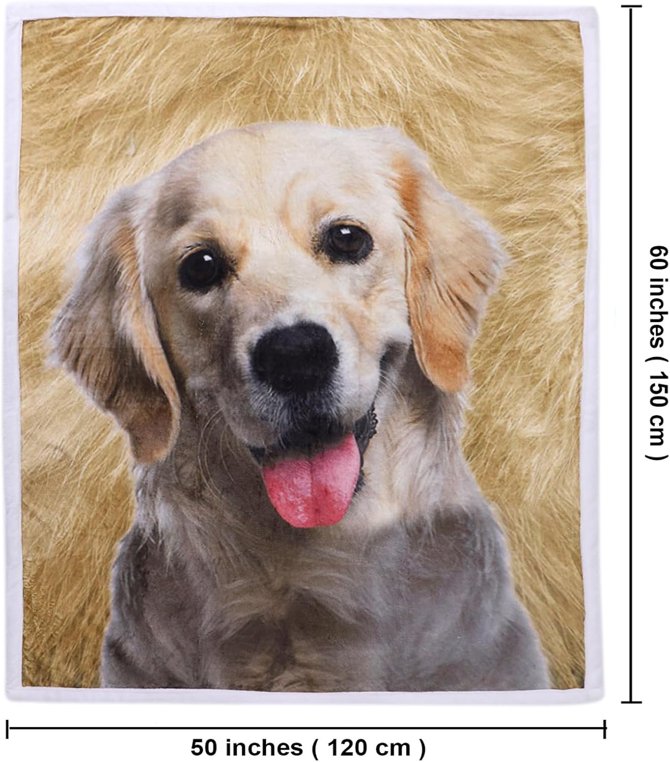 Golden Retriever Pattern Blanket 3D Dog Fleece Throw for Kids and Adults Super Soft Flannel Puppy Gifts for Pet Lovers Couch Bed Sofa (Golden Retriever, 48"x60")