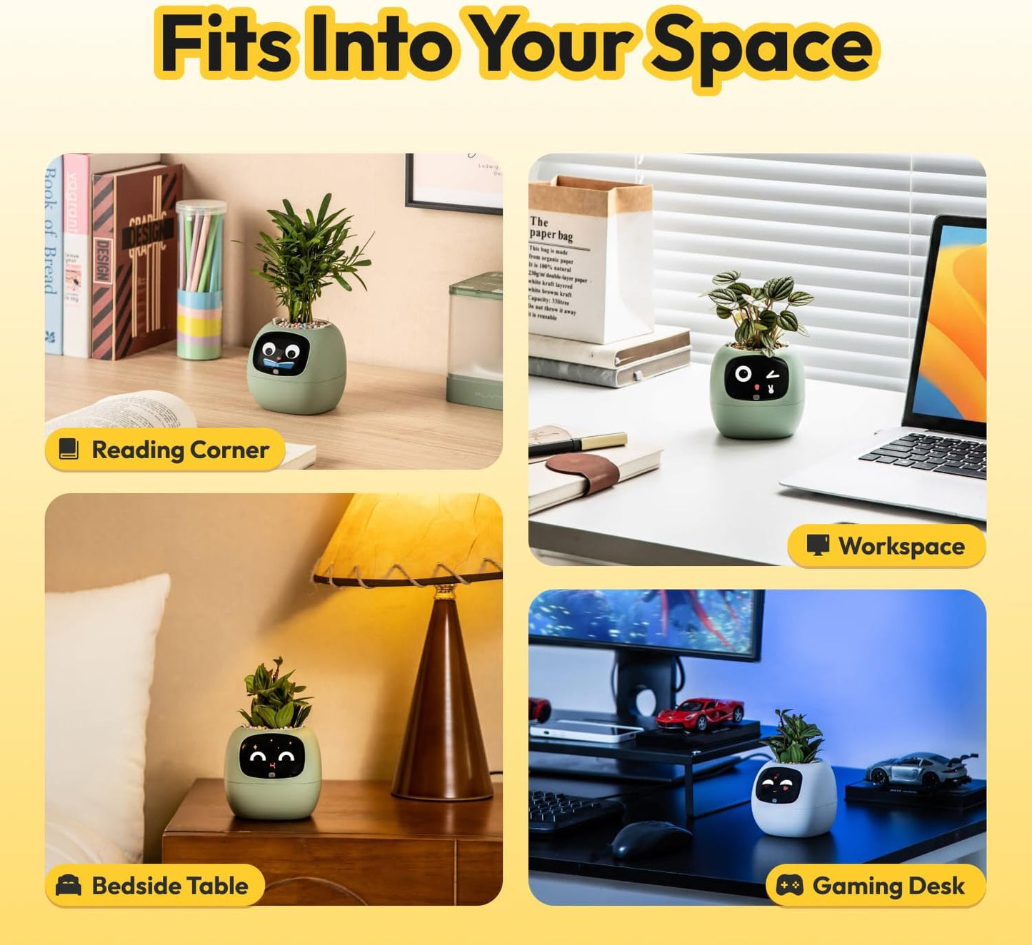 Ivy Interactive AI Desk Companion, Smart Plant Pet with 100+ Expressions, Cute Indoor Planter for Office Decor, Unique Gift for Plant Lovers & Coworkers(Violet)
