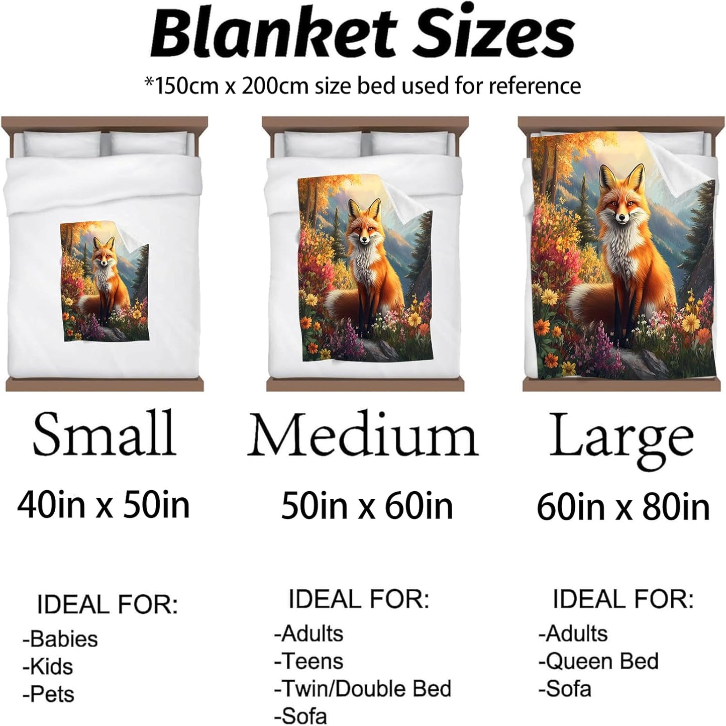 Majestic Fox Blanket - Soft & Lightweight Cozy Flannel Throw Blanket - Plush Warm Blankets for Sofa, Travel, Bedroom, Office, Home Decor - Ideal Gifts for Adults Kids Women Men 60"×50"