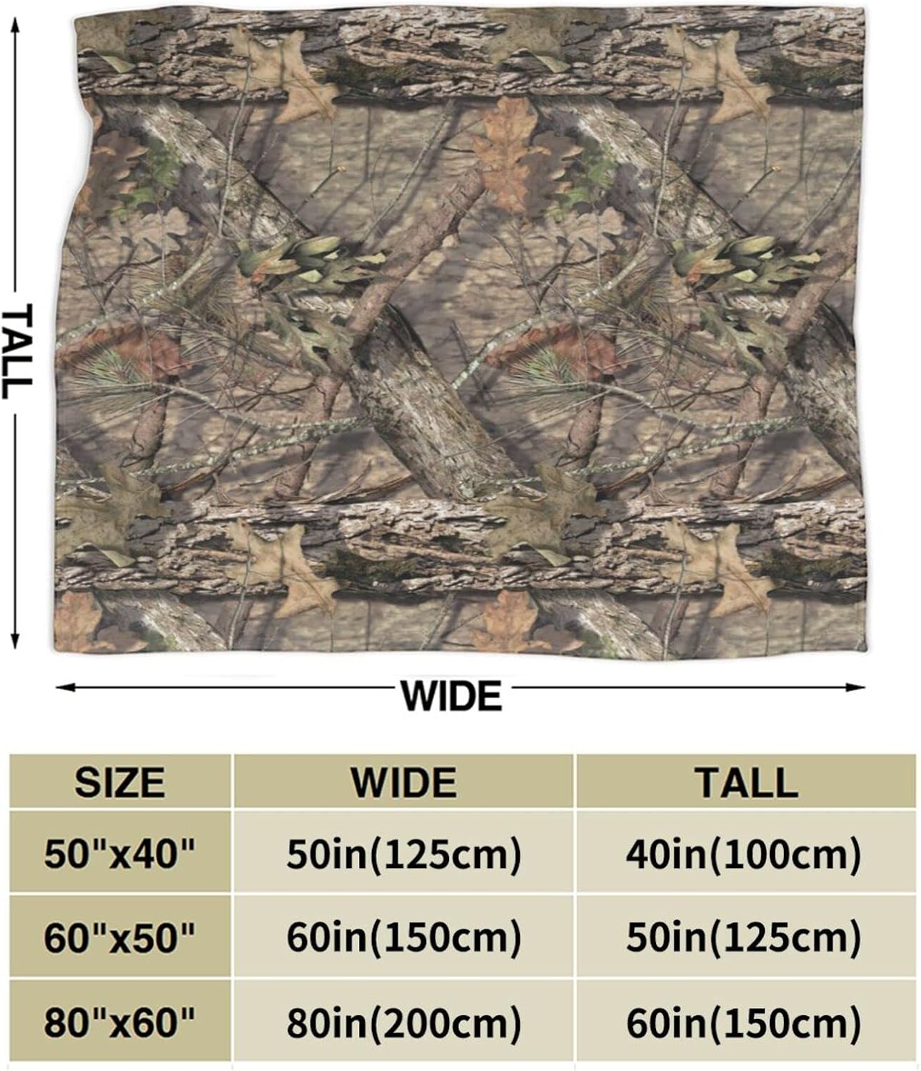 Camo Hunting Camouflage Forest Throw Blanket Super Soft Warm Bed Blankets for Couch Bedroom Sofa Office Car, All Season Cozy Flannel Plush Blanket for Girls Boys Adults, 80"X60"