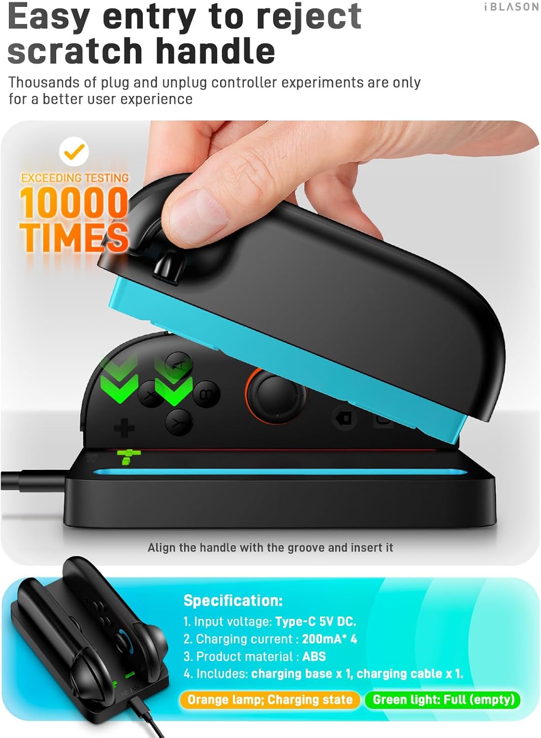 i-Blason Charging Dock Compatible with Nintendo Switch 2 for JoyCon Controller, Portable Slim Small Lightweight Minimalist Charger Station with Charging Cable & LED Indication