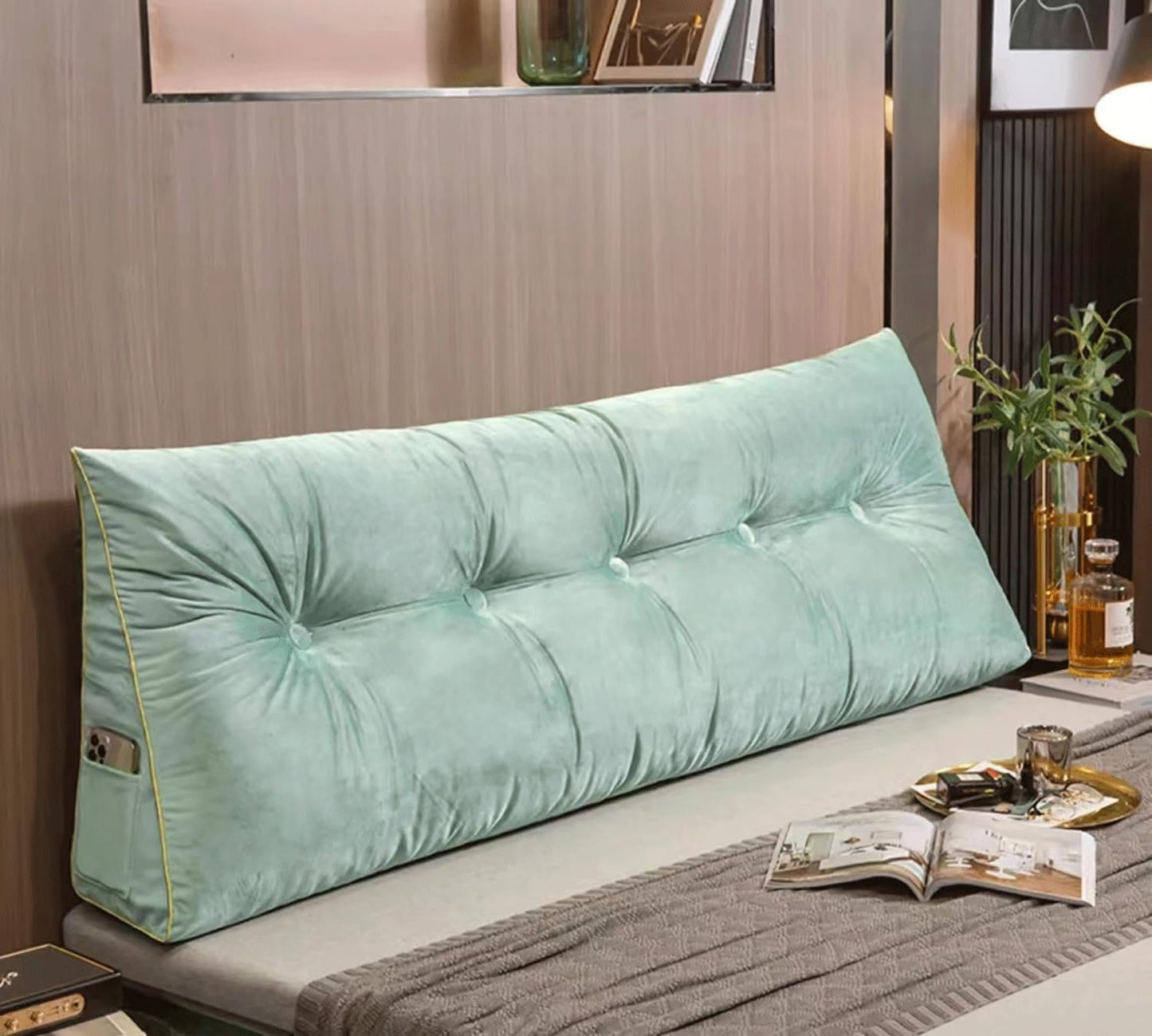 Large Headboard Backrest Triangular Reading Pillow Positioning Support Wedge Pillow for Bed Bolster Sofa Tatami Removable(Size:150x50x20cm,Color:E)