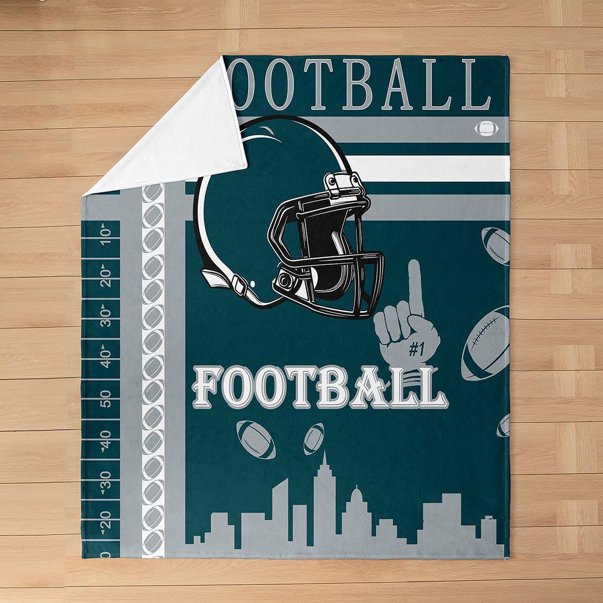 Feelyou Football Flannel Blanket Plush Fuzzy Soft Boys Girls Rugby Sports Fleece Throw Blanket 40"x50" Football City Room Decor