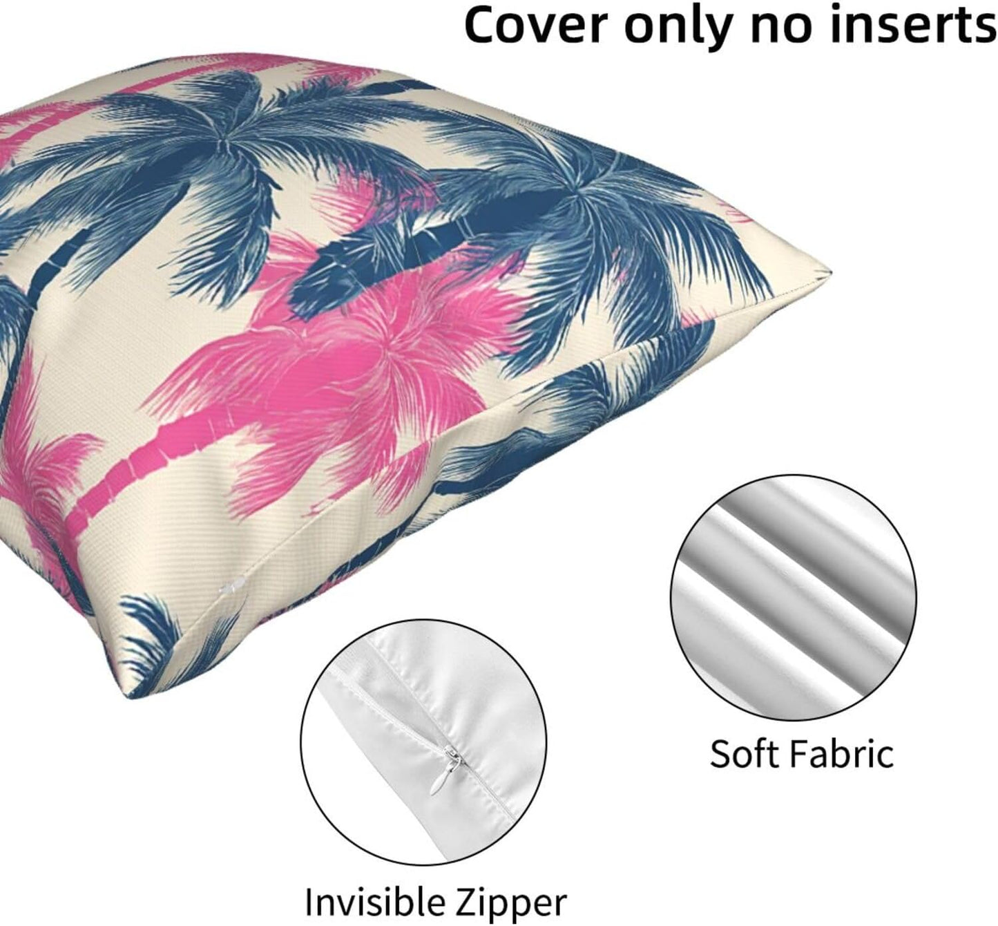 All-Season Square Pillow Covers 18"X18", Palm Tree Pattern, Decorative Throw Pillow Covers for Sofa Bed Couch, Hidden Zipper Cushion Cover, Square Lumbar & Accent Pillowcases for Home Decor